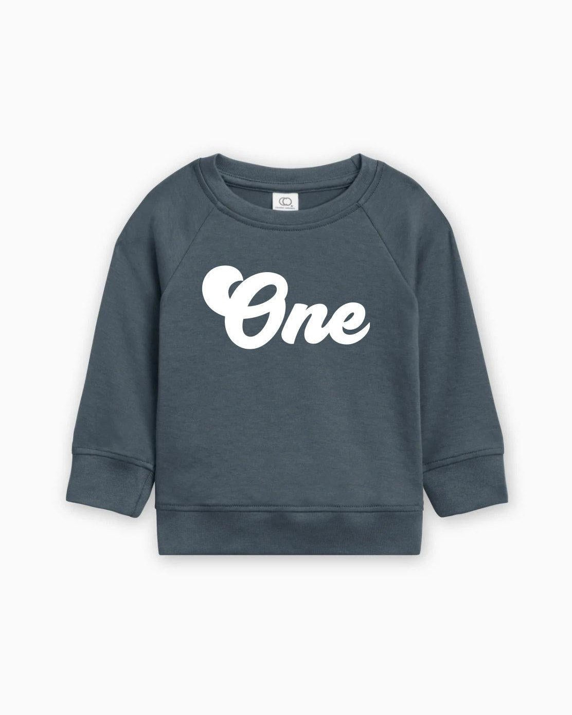 One Birthday 1st Birthday Toddler Organic Cotton Pullover (Groovy)