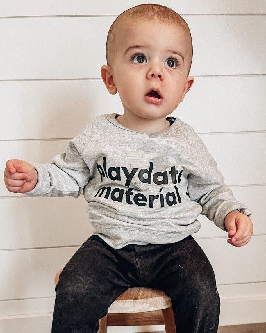 Organic cotton Playdate Material Toddler French Terry Pullover sweatshirt | Baby boy, Toddler boy, Baby girl play shirt