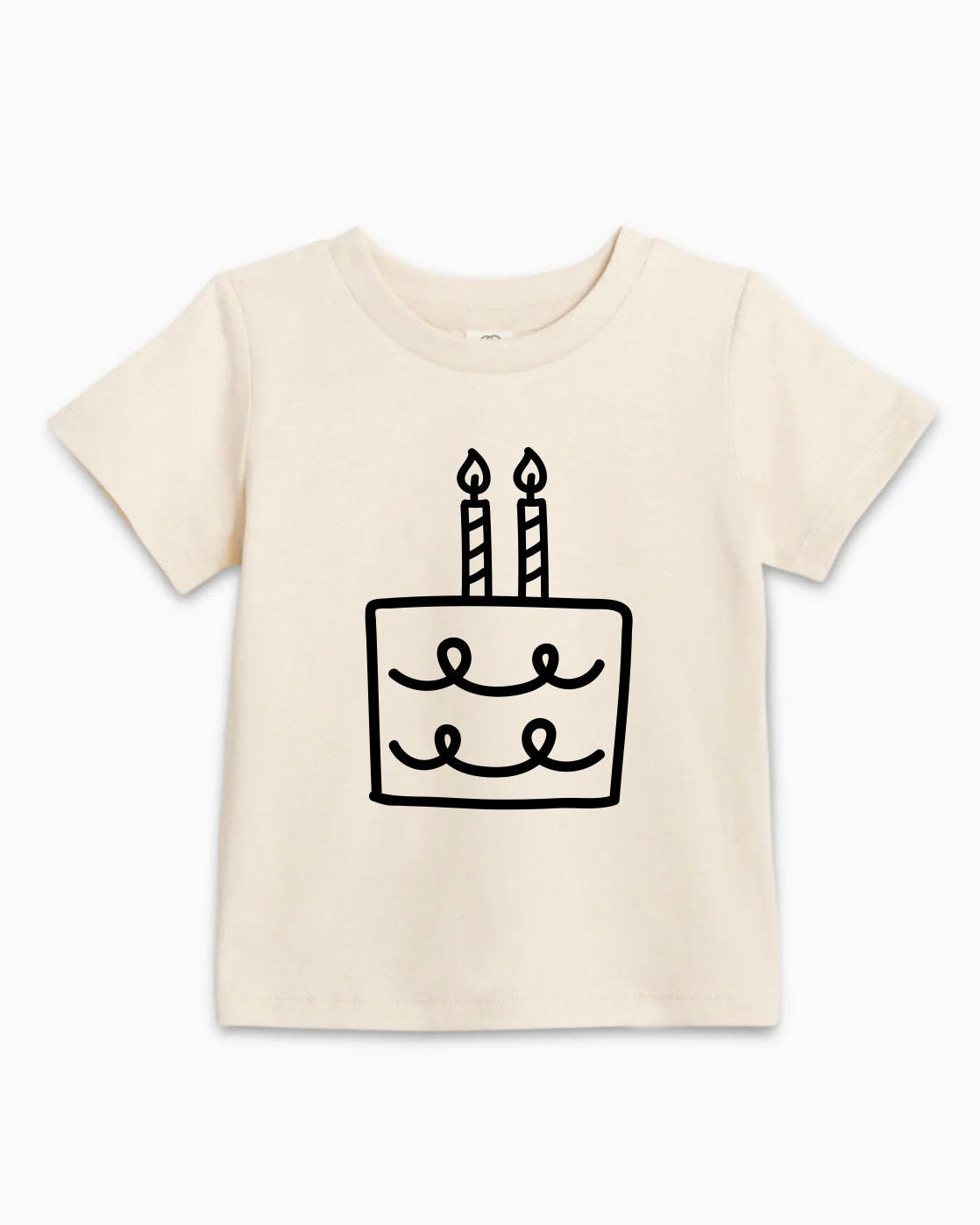 Two Birthday Cake Candle Organic Cotton Kids Tee, Minimal 2nd Birthday Shirt