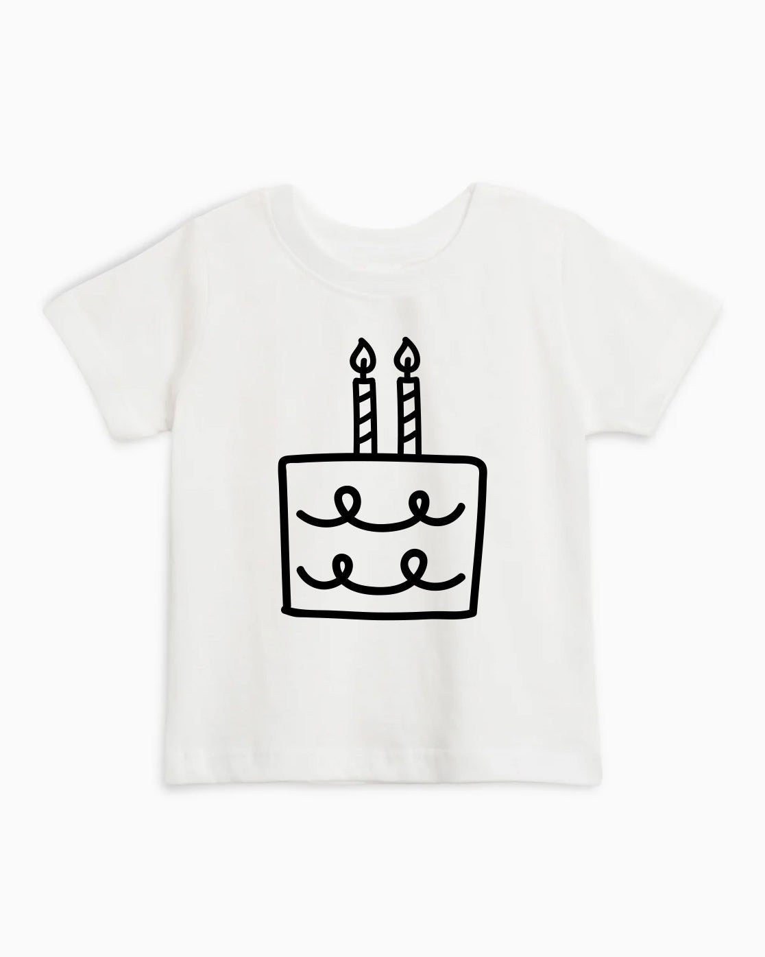 Two Birthday Cake Candle Organic Cotton Kids Tee, Minimal 2nd Birthday Shirt