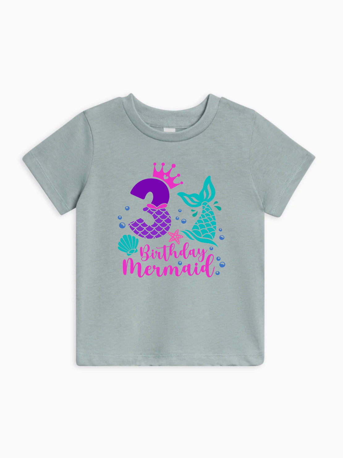 Three Birthday Mermaid Girl Organic Cotton Kids T-Shirt – 3rd Birthday Shirt