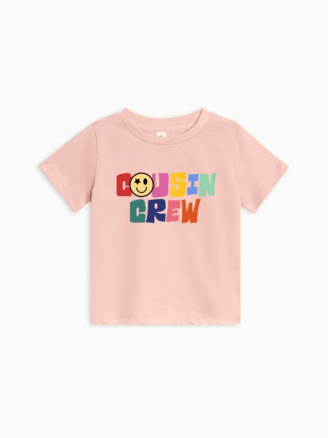Cousin Crew Smile Face Colorful Organic Cotton Kids T-Shirt – Baby & Youth Matching Family Announcement Tee