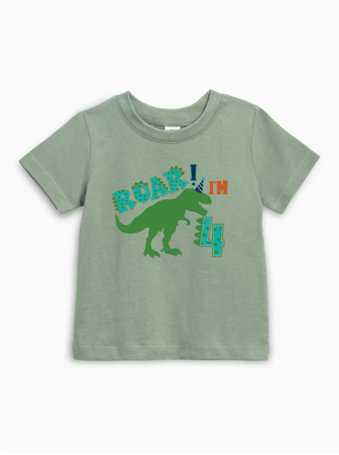 I'm 4 Four Dinosaur Roar Birthday Organic Cotton Kids Tee