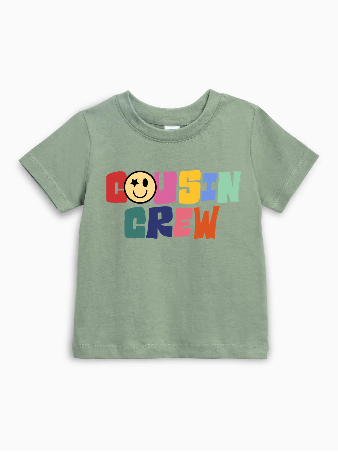 Cousin Crew Smile Face Colorful Organic Cotton Kids T-Shirt – Baby & Youth Matching Family Announcement Tee