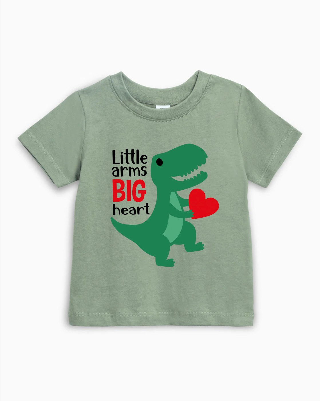 Cute Dinosaur Organic Cotton Kids Tee, Little Arms Big Heart Dino Shirt