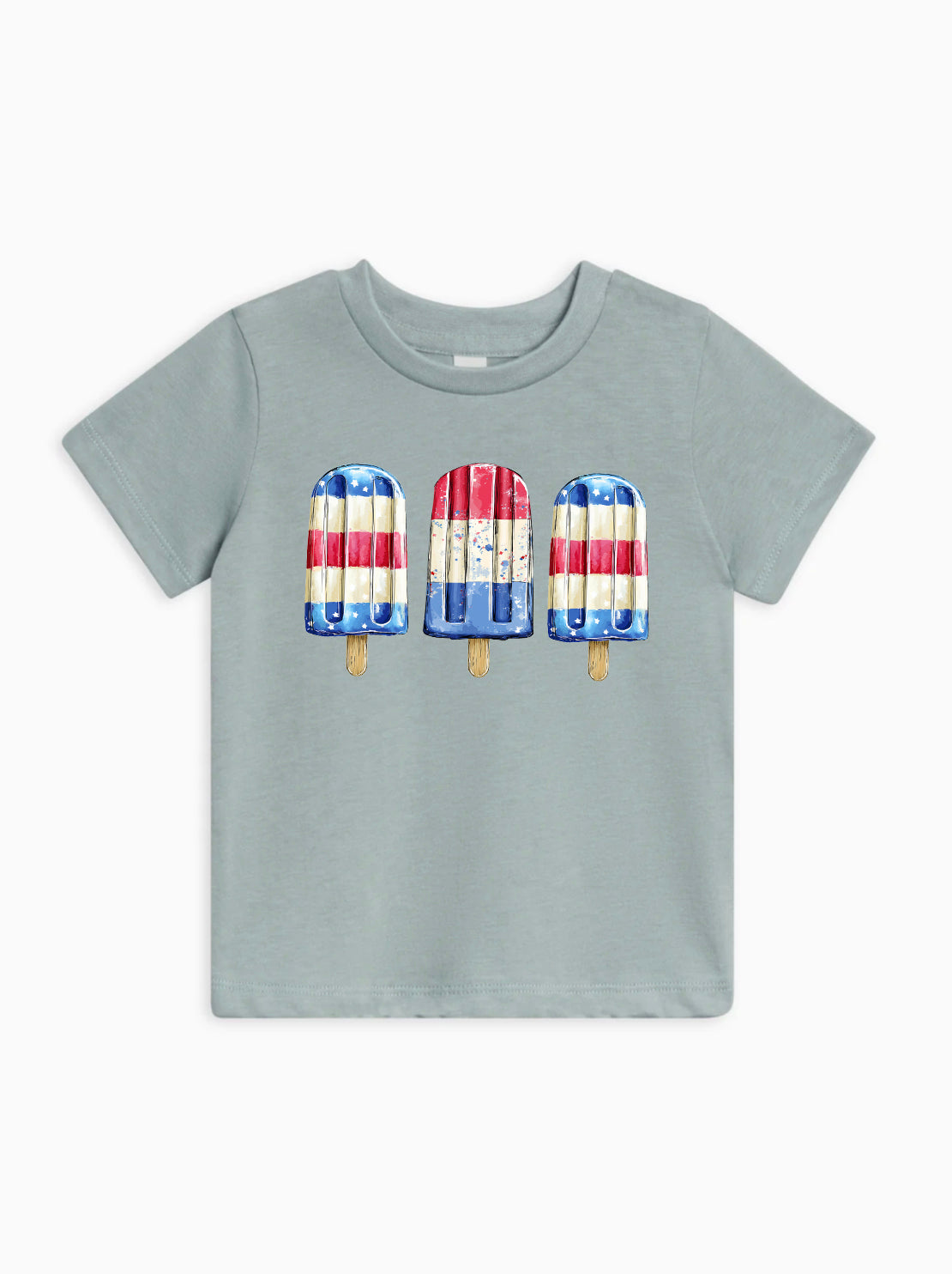 Organic Cotton America USA Patriotic 4th of July Red White Blue Summer Popsicle Kids Tee