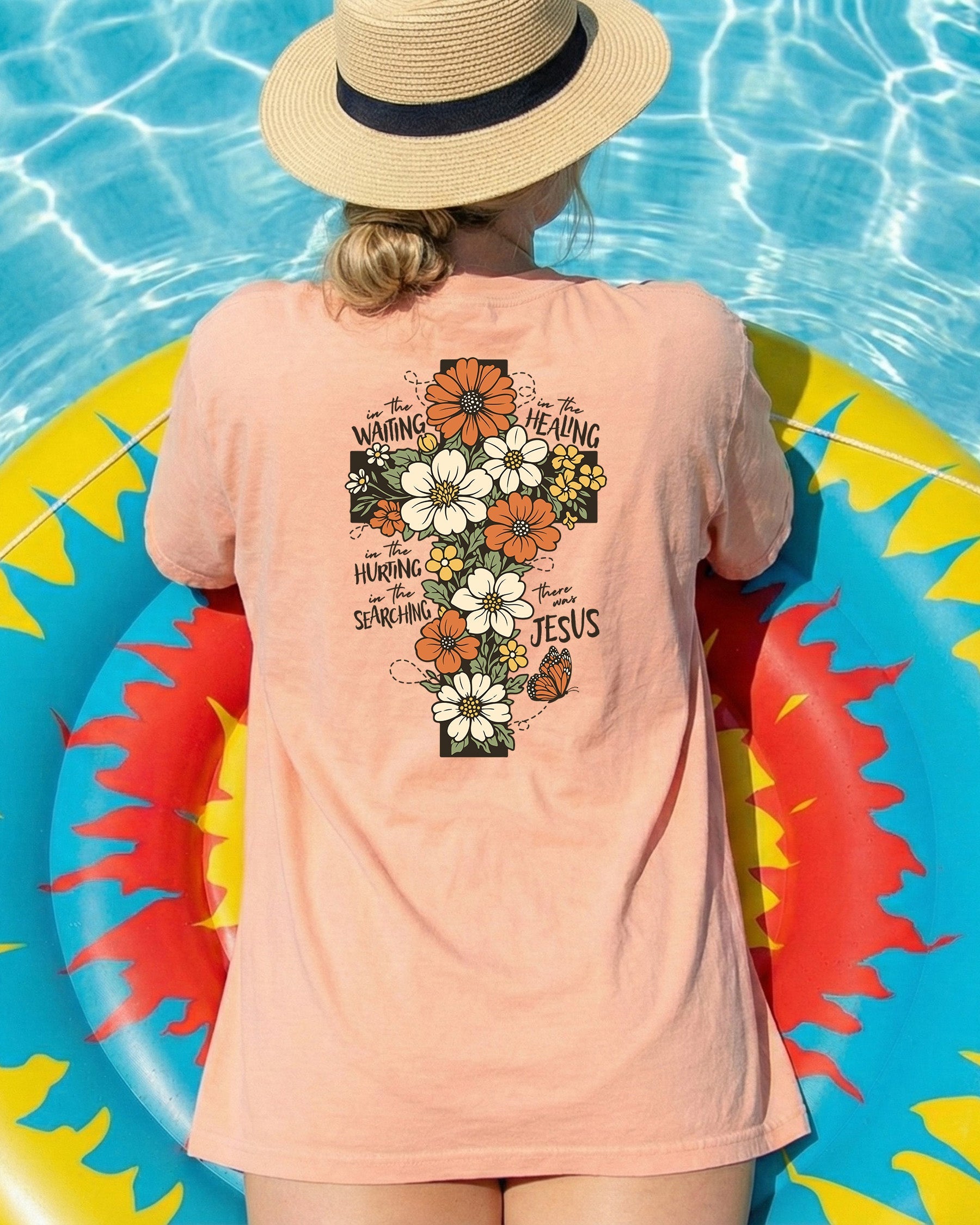 Jesus Flower Cross Comfort Colors Pocket T Shirt |Bible, Christian shirt