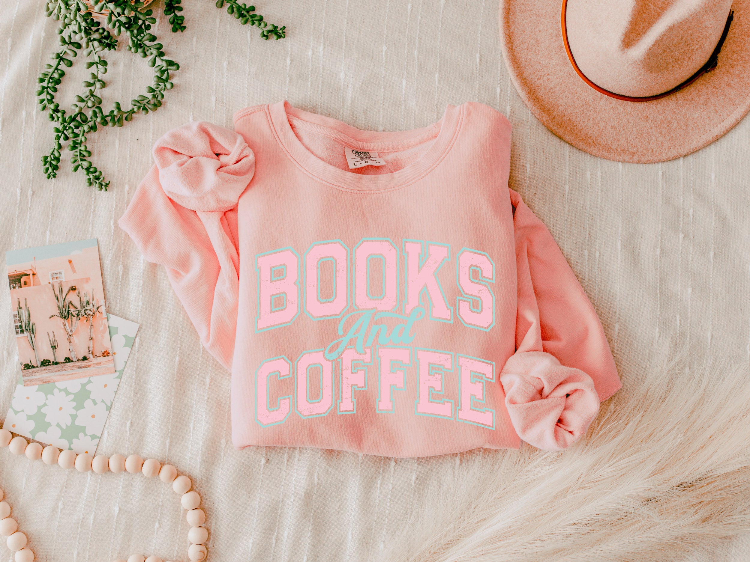 Books and Coffee Garment Dyed Comfort Colors Sweatshirt