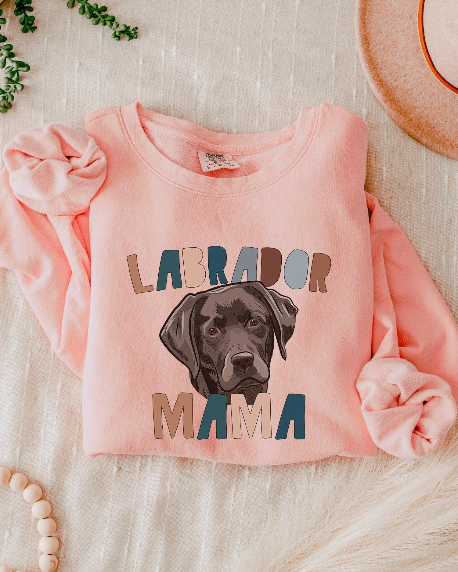 Chocolate Labrador Retriever Dog Mom Garment Dyed Comfort Colors Sweatshirt (Color)