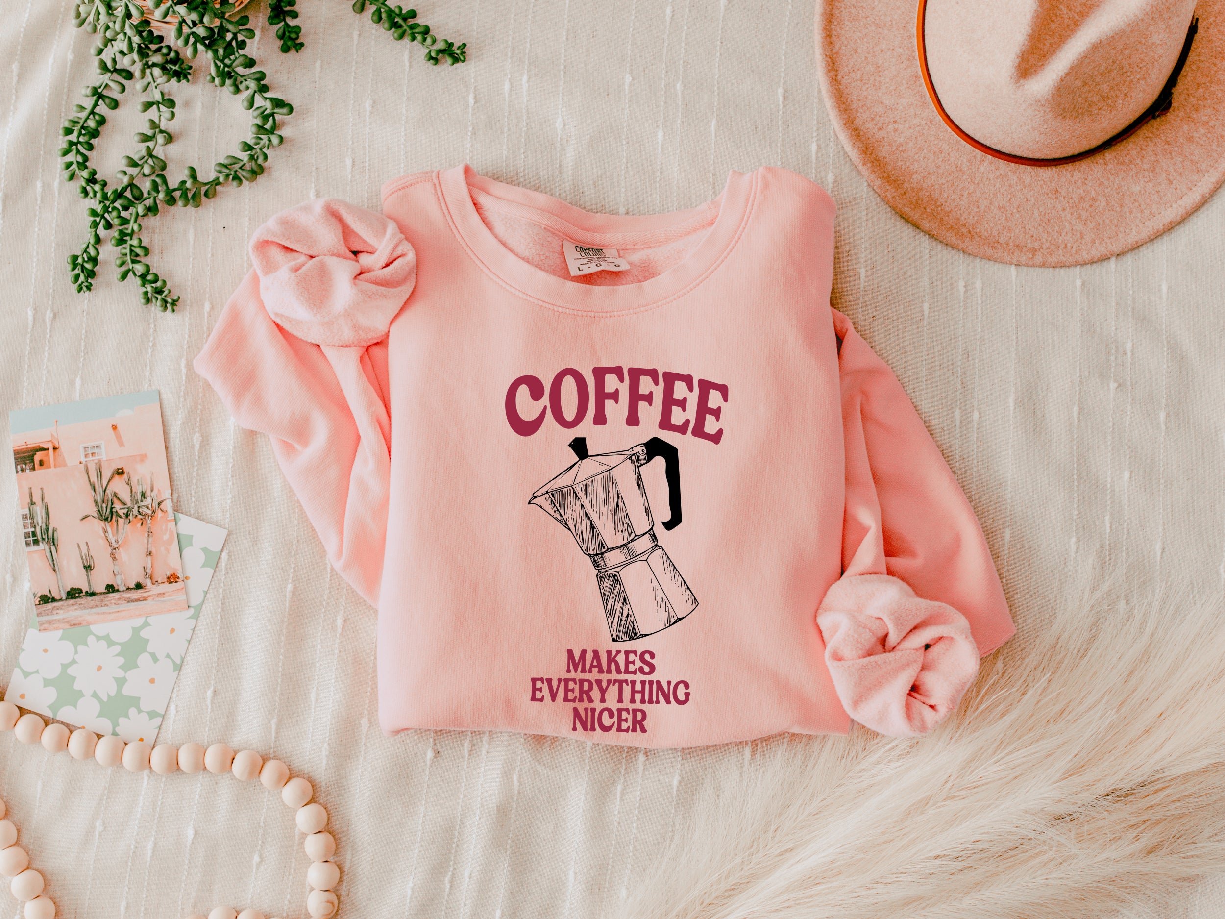 Coffee makes everything nicer Garment Dyed Comfort Colors Sweatshirt