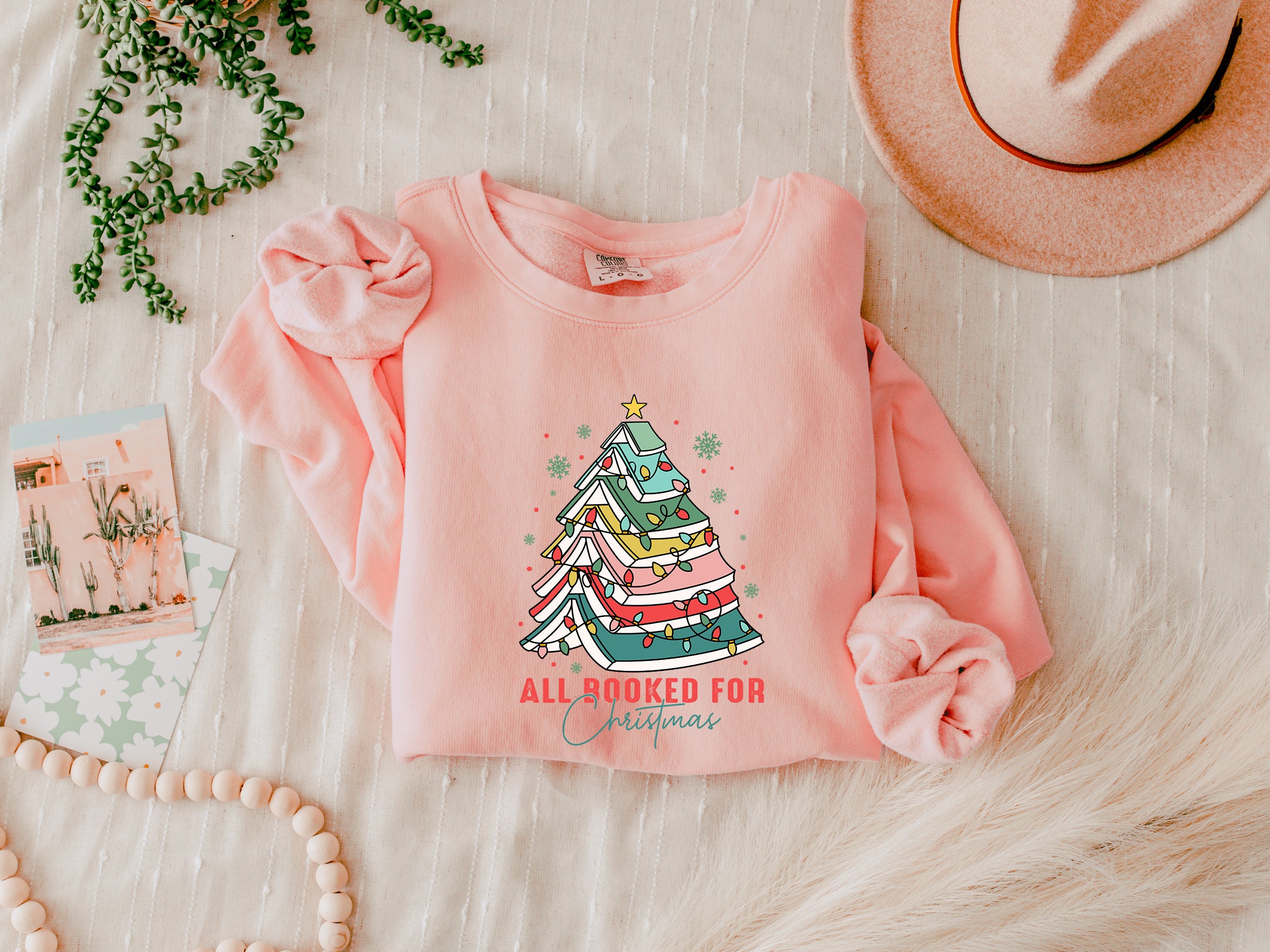 All booked for Christmas Merry Christmas Holiday Winter Fall Inspirational Garment Dyed Comfort Colors Sweatshirt