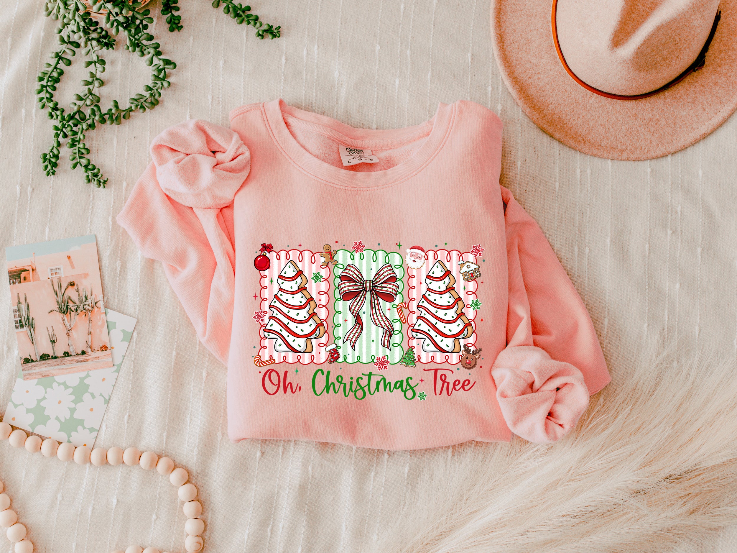 Merry Christmas Tree Holiday Winter Fall Inspirational Garment Dyed Comfort Colors Sweatshirt