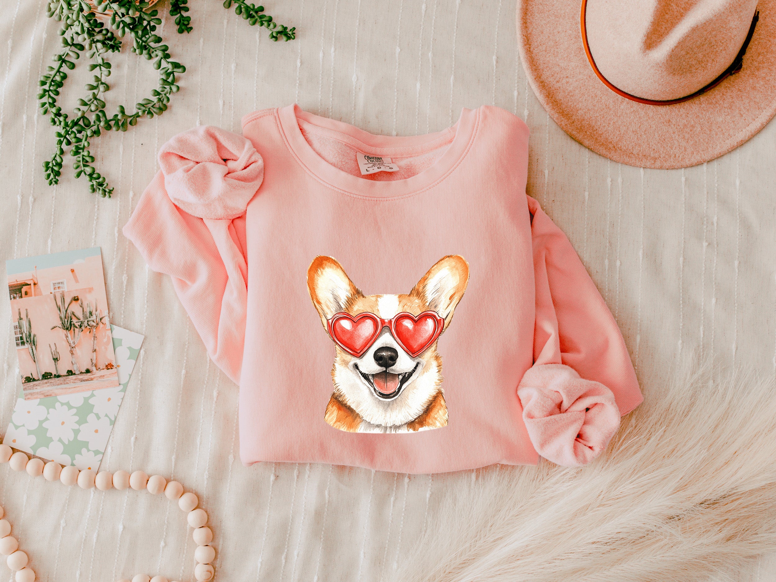 Welsh Corgi Valentine's day Dog Mom Garment Dyed Comfort Colors Sweatshirt