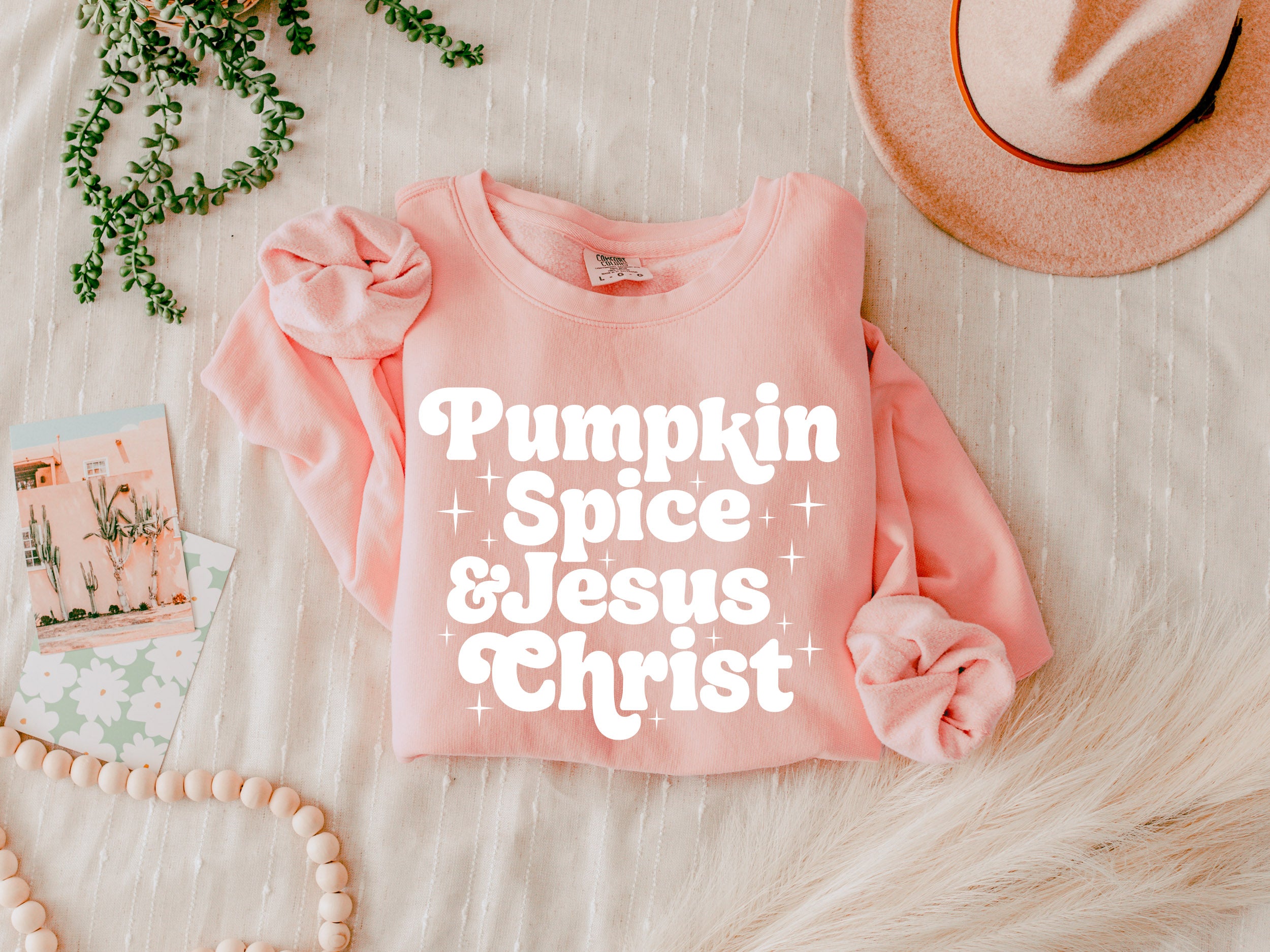 Pumpkin Spice and Jesus Thanksgiving day Fall Inspirational Christian Garment Dyed Comfort Colors Sweatshirt