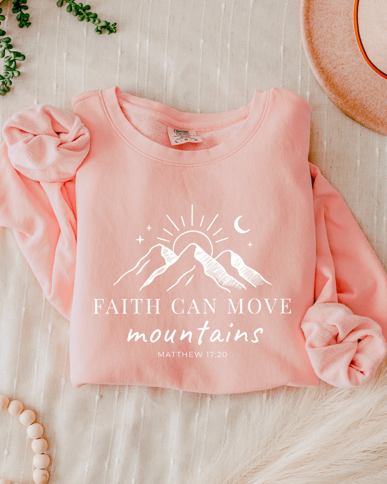 Faith Can Move Mountains Christian Garment Dyed Comfort Colors Sweatshirt (3)