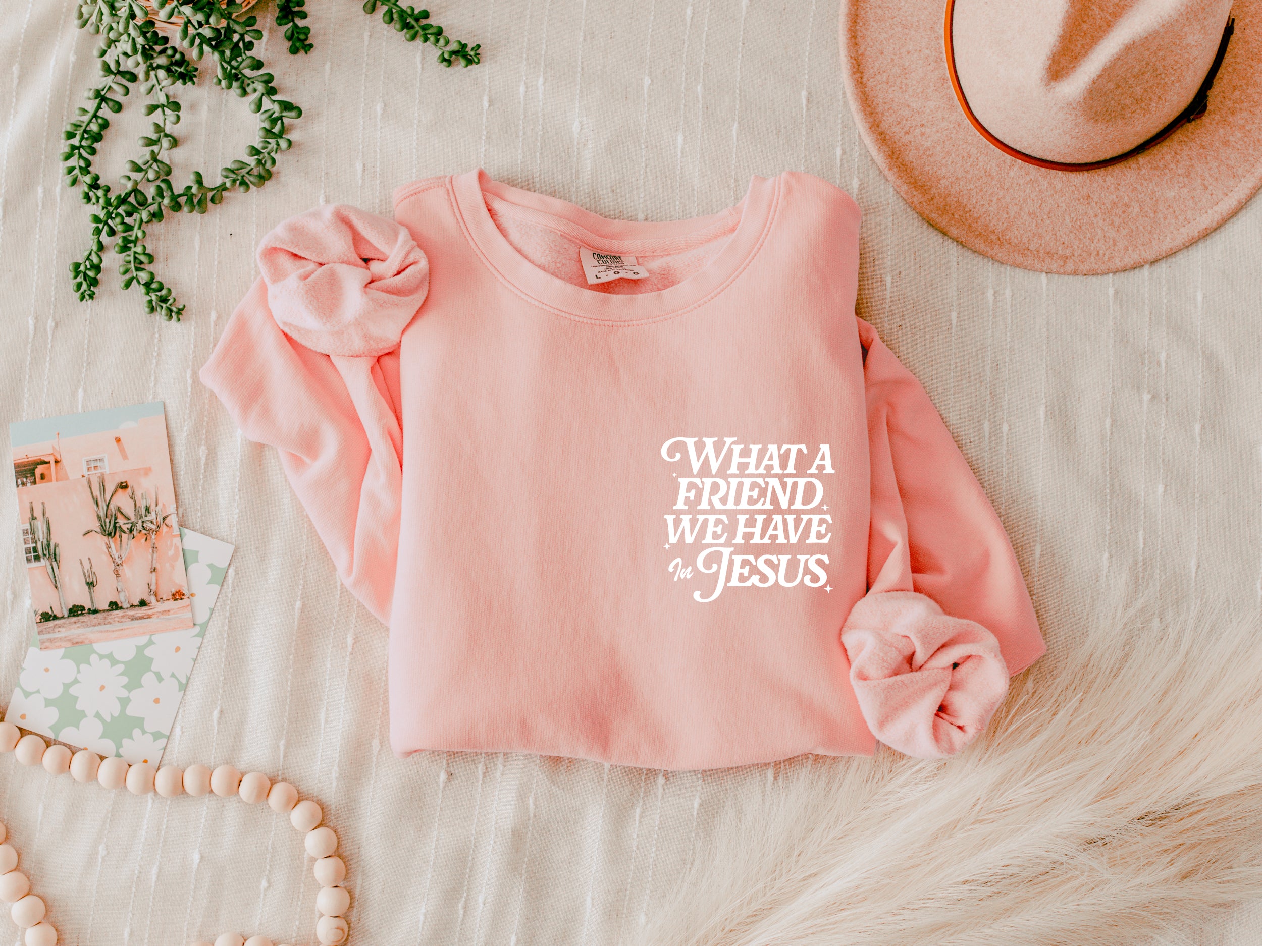 What a Friend we have in Jesus Inspirational Christian Garment Dyed Comfort Colors Sweatshirt