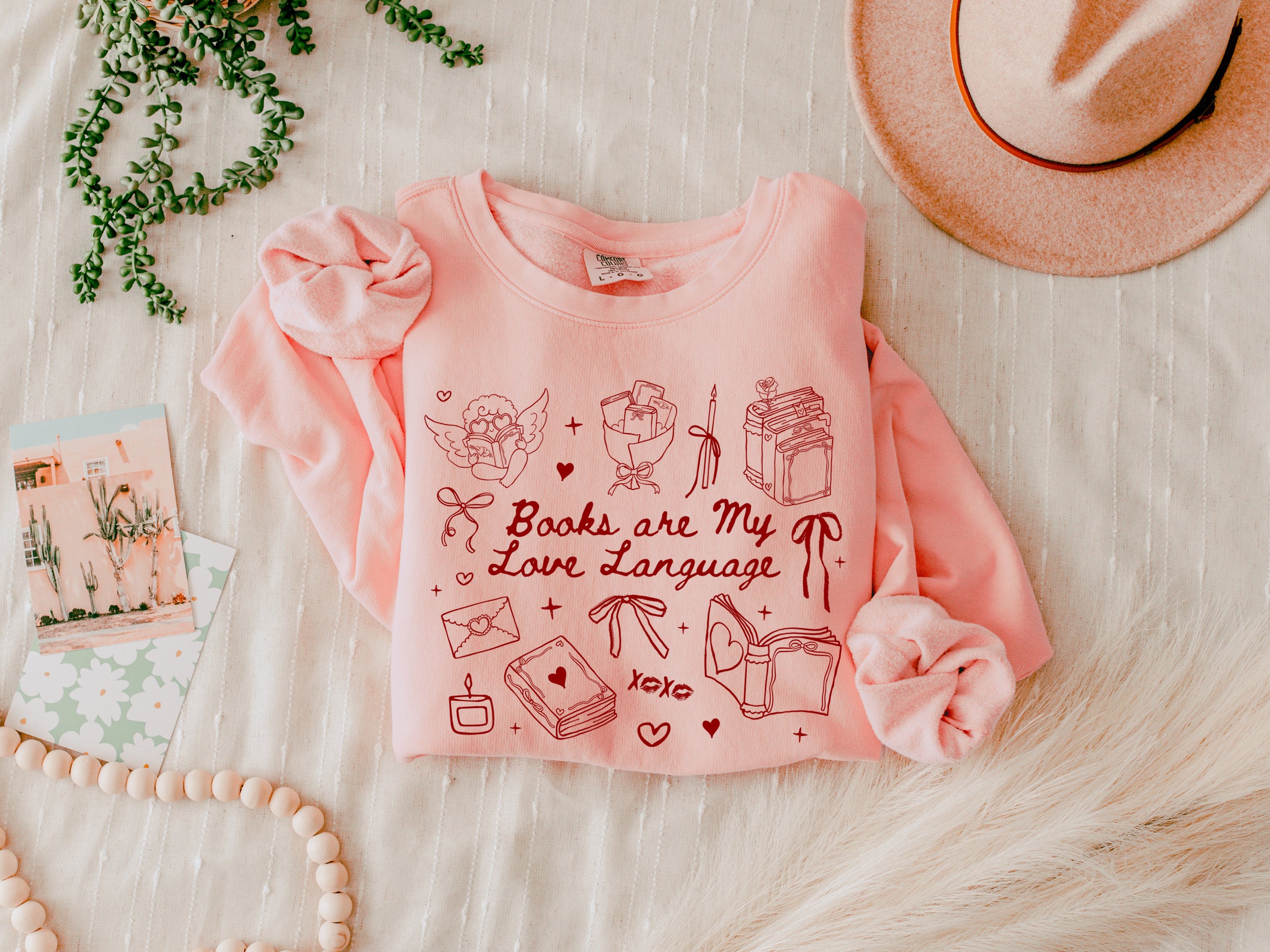 Book Lover Books are my love language Valentine's Day Garment Dyed Comfort Colors Sweatshirt