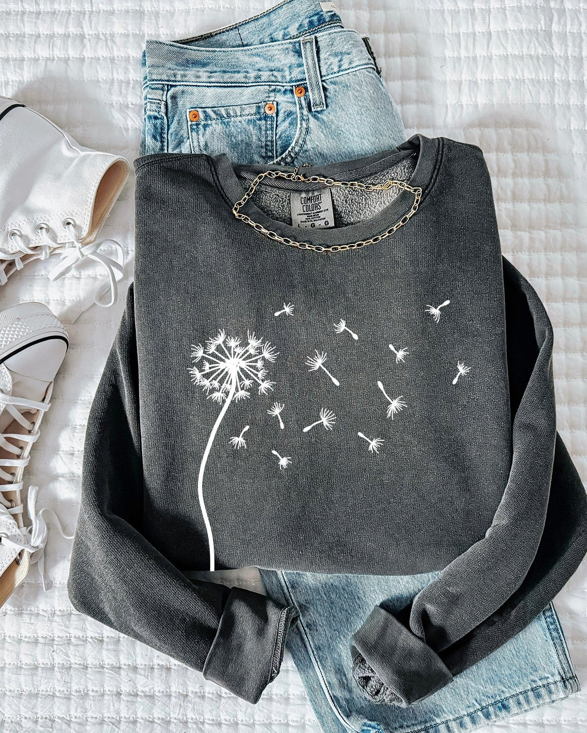 Dandelion Botanical Comfort Colors Sweatshirt, Wildflower Plant Gift for Women