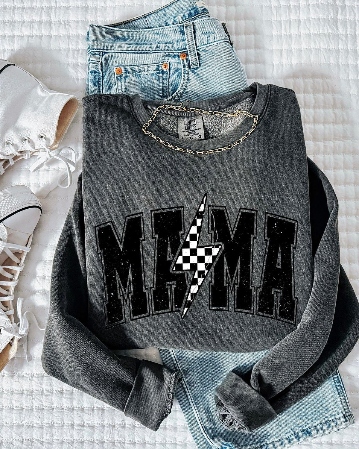 Mama Lightning Comfort Colors Sweatshirt (Condensed), Mom Gift