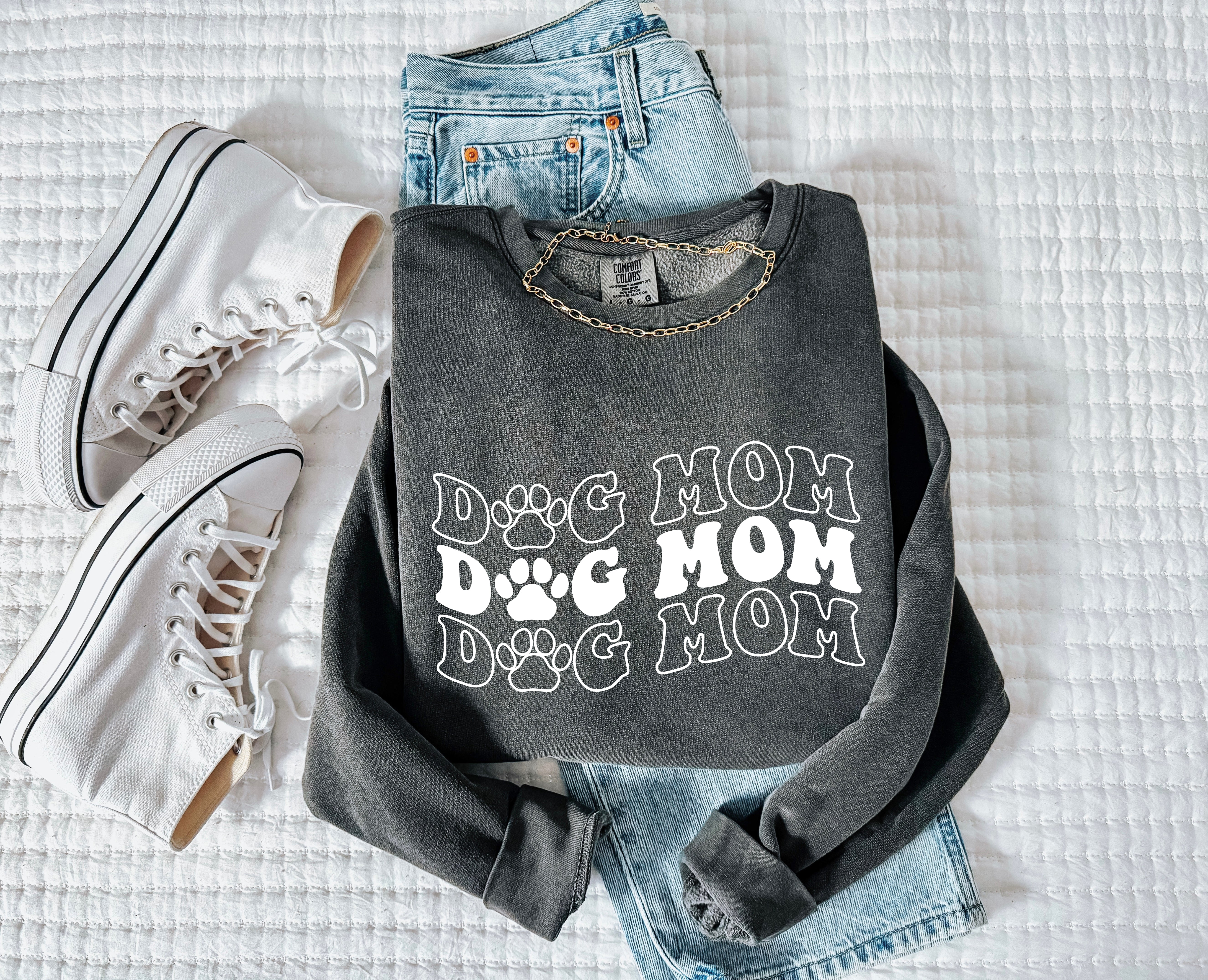Groovy Dog Mom Garment Dyed Comfort Colors Sweatshirt