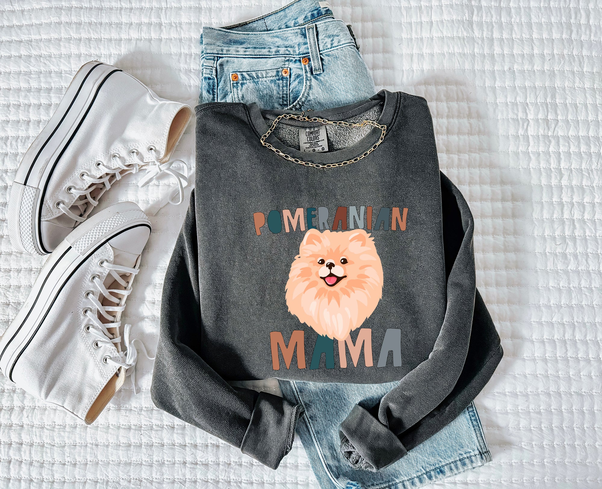 Pomeranian Dog Mom Garment Dyed Comfort Colors Sweatshirt (Color)