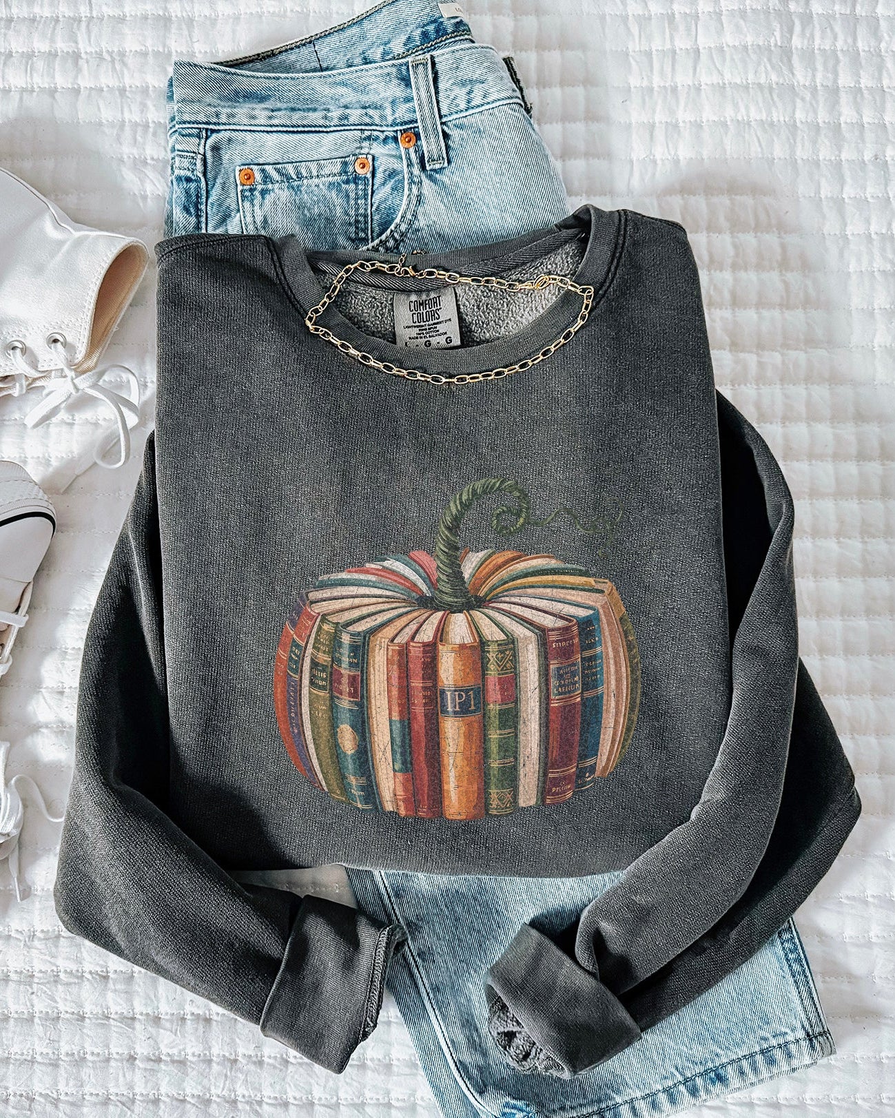 Pumpkin Book Fall Autumn Thanksgiving day Garment Dyed Comfort Colors Sweatshirt