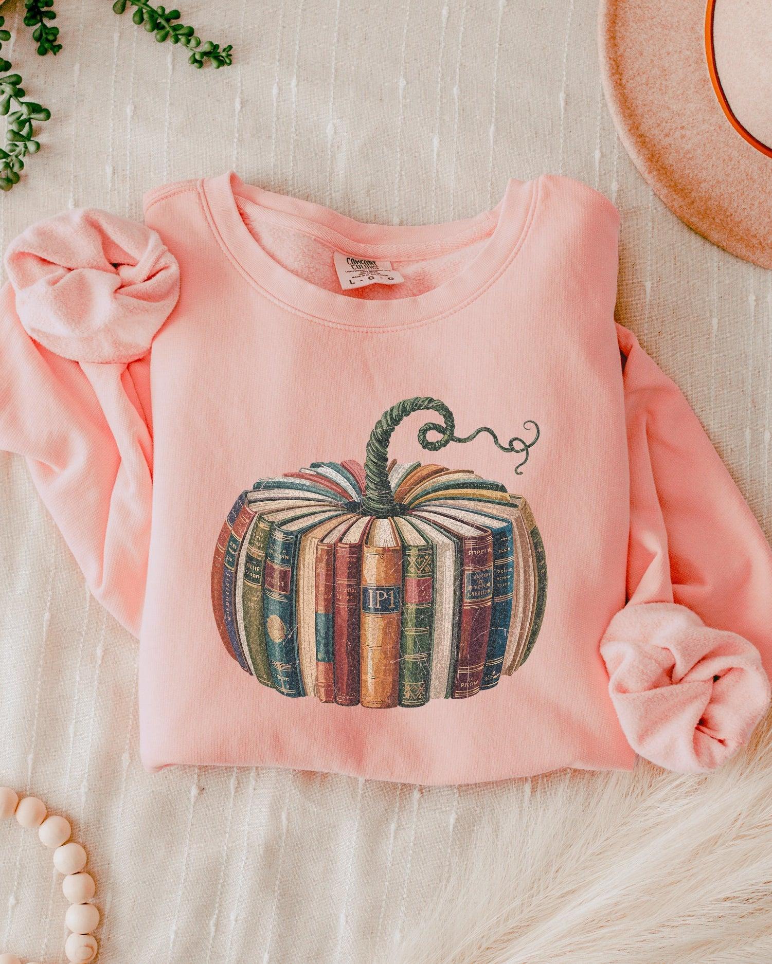 Pumpkin Book Fall Autumn Thanksgiving day Garment Dyed Comfort Colors Sweatshirt