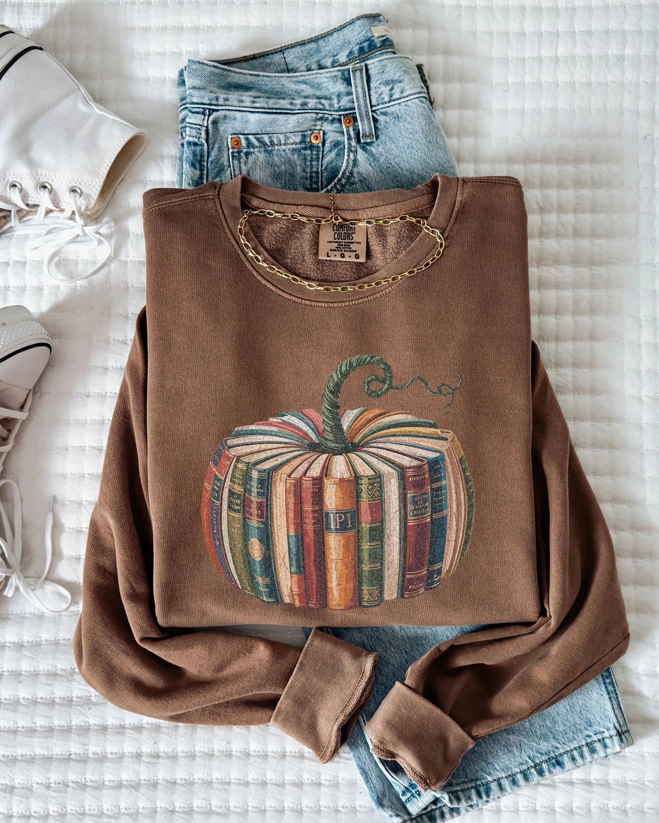 Pumpkin Book Fall Autumn Thanksgiving day Garment Dyed Comfort Colors Sweatshirt
