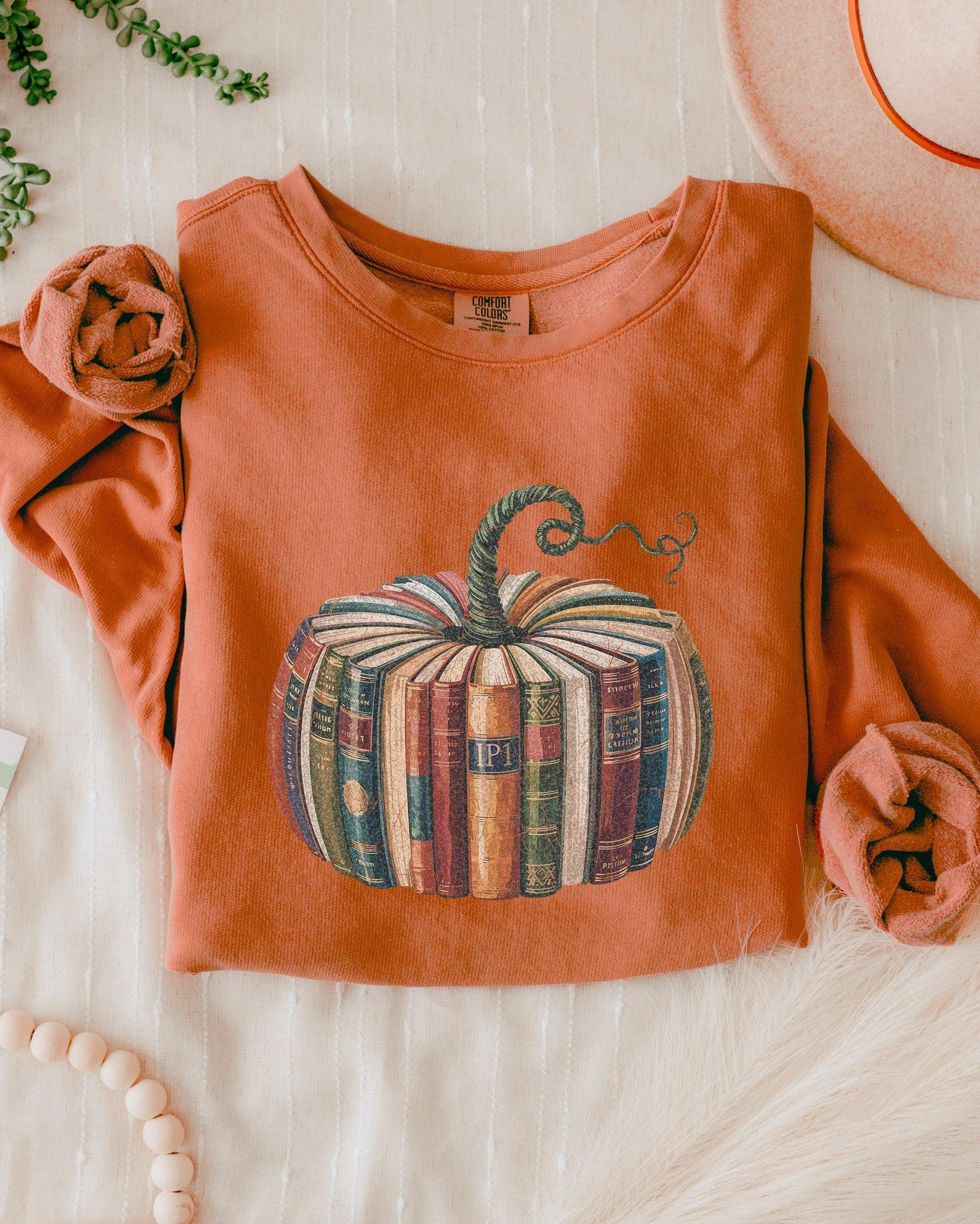 Pumpkin Book Fall Autumn Thanksgiving day Garment Dyed Comfort Colors Sweatshirt