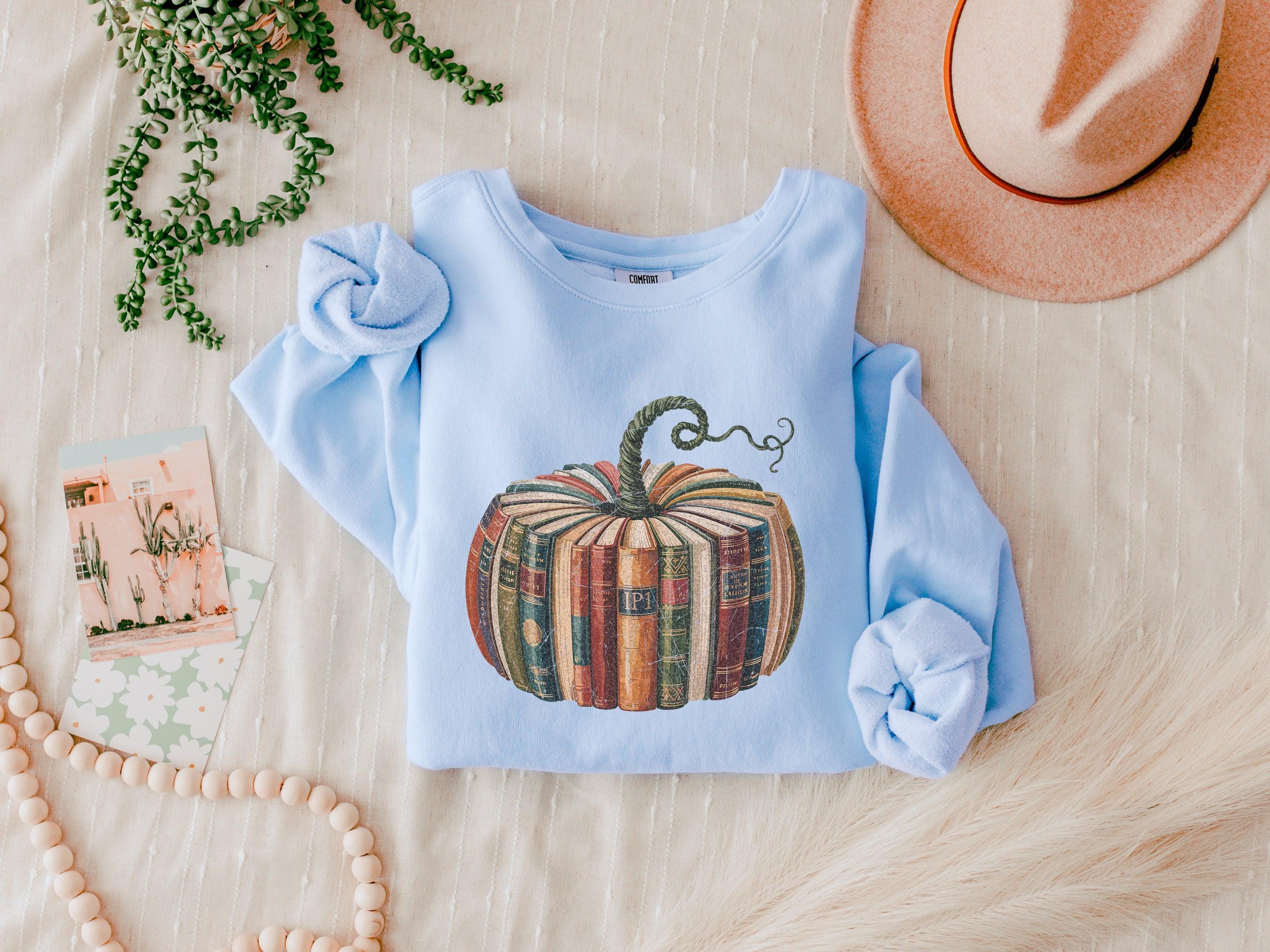 Pumpkin Book Fall Autumn Thanksgiving day Garment Dyed Comfort Colors Sweatshirt