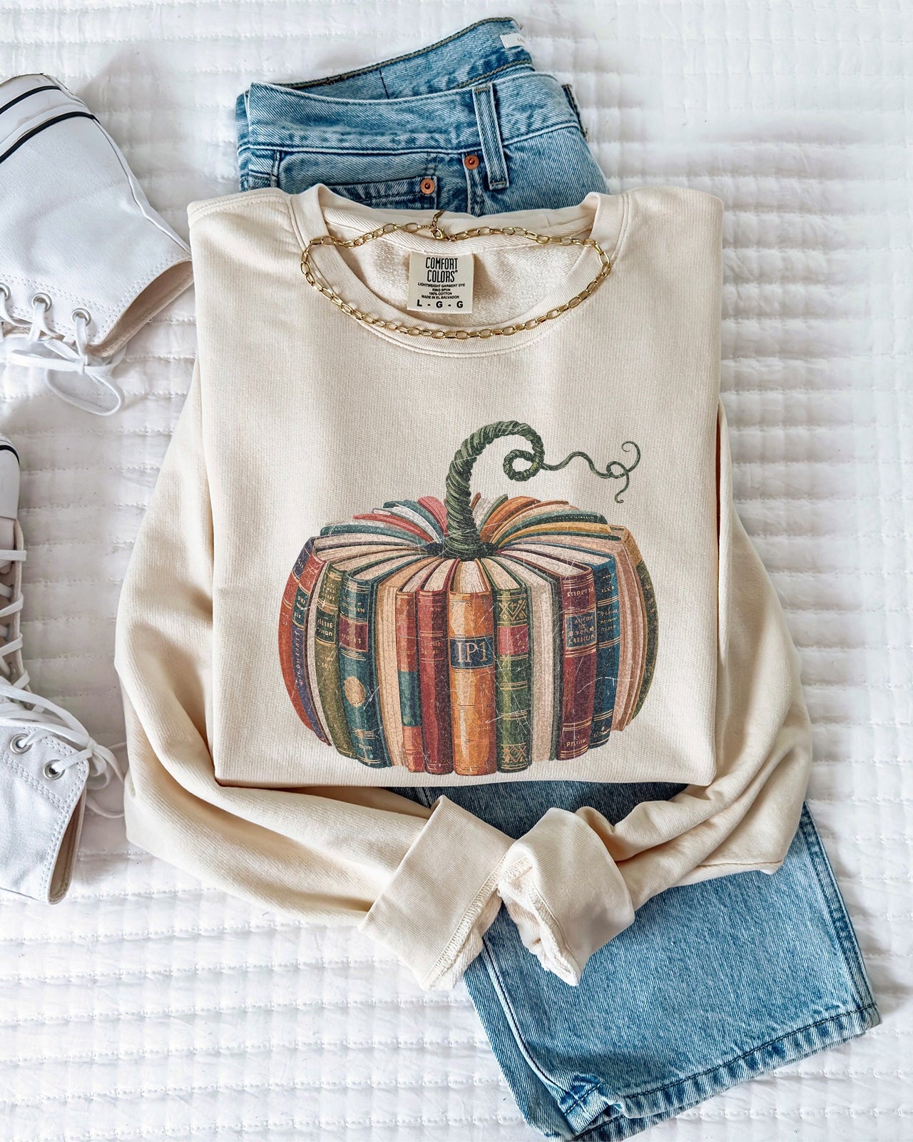 Pumpkin Book Fall Autumn Thanksgiving day Garment Dyed Comfort Colors Sweatshirt