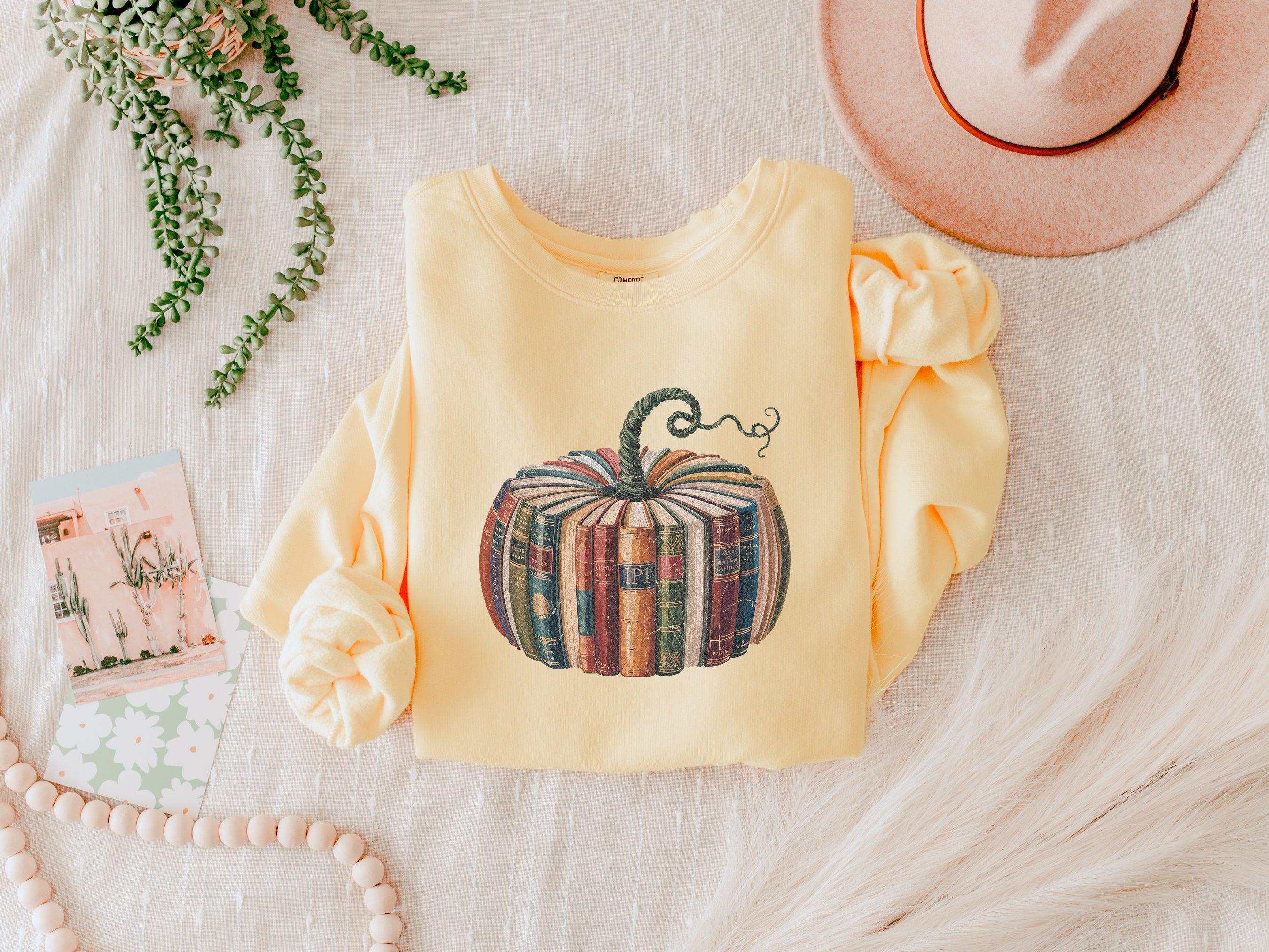 Pumpkin Book Fall Autumn Thanksgiving day Garment Dyed Comfort Colors Sweatshirt