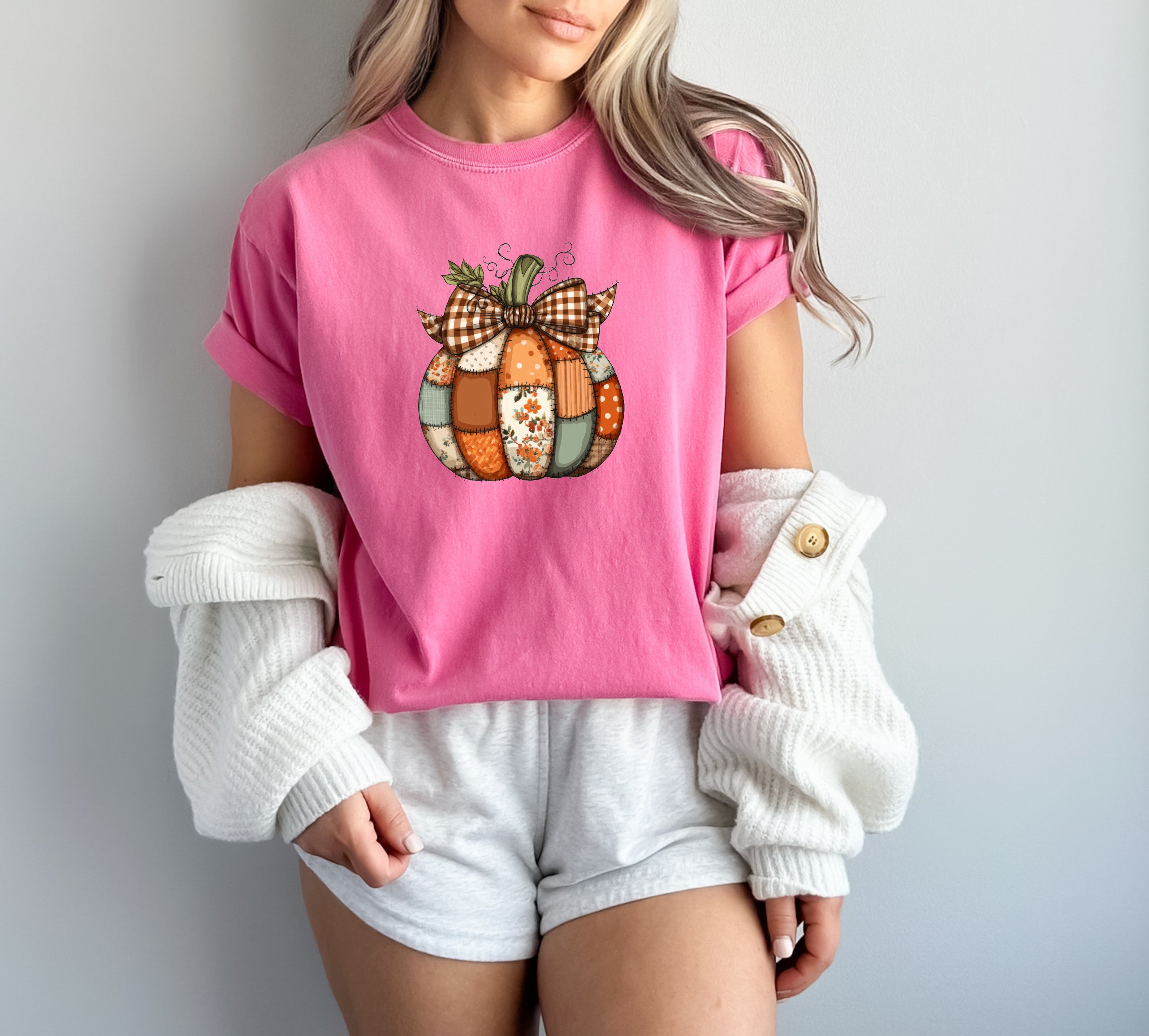 Pumpkin Tattered Fall Thanksgiving day Christmas Autumn Comfort Colors Garment Dyed T Shirt