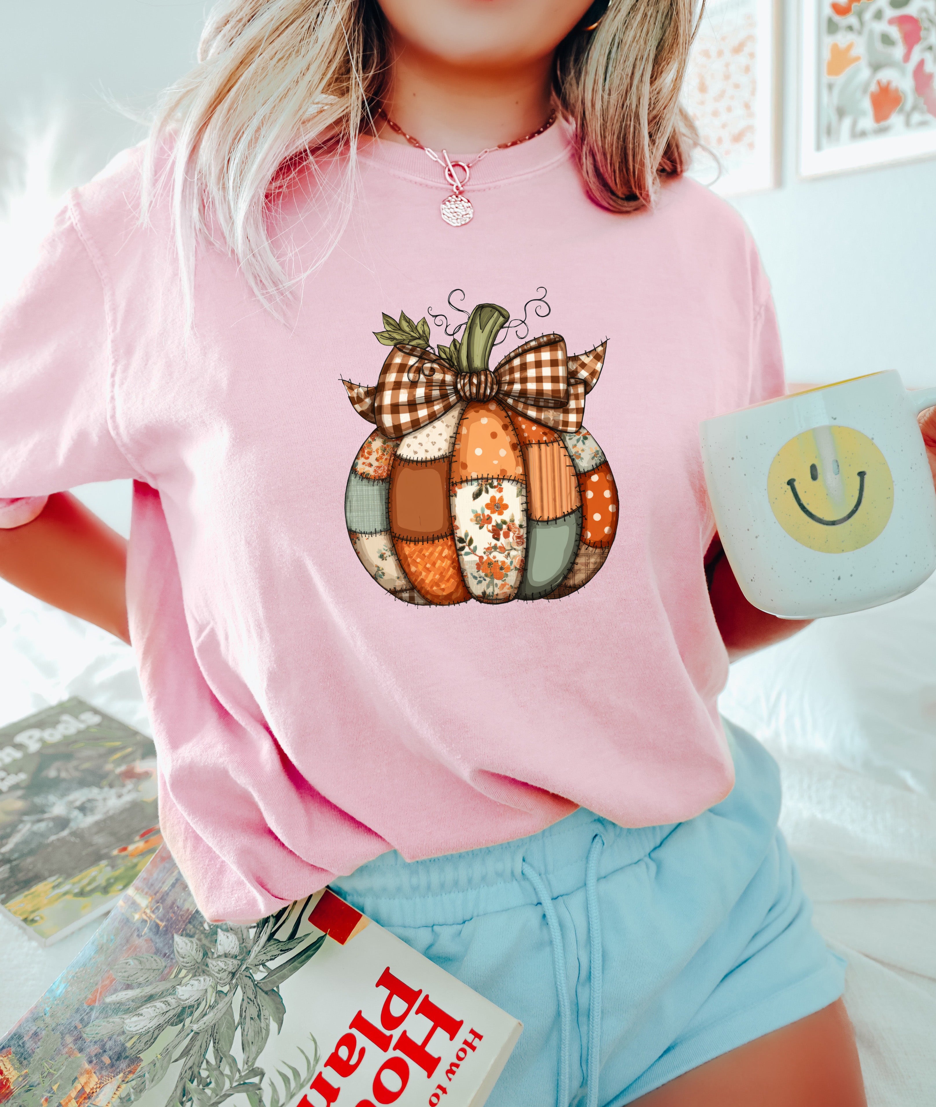 Pumpkin Tattered Fall Thanksgiving day Christmas Autumn Comfort Colors Garment Dyed T Shirt