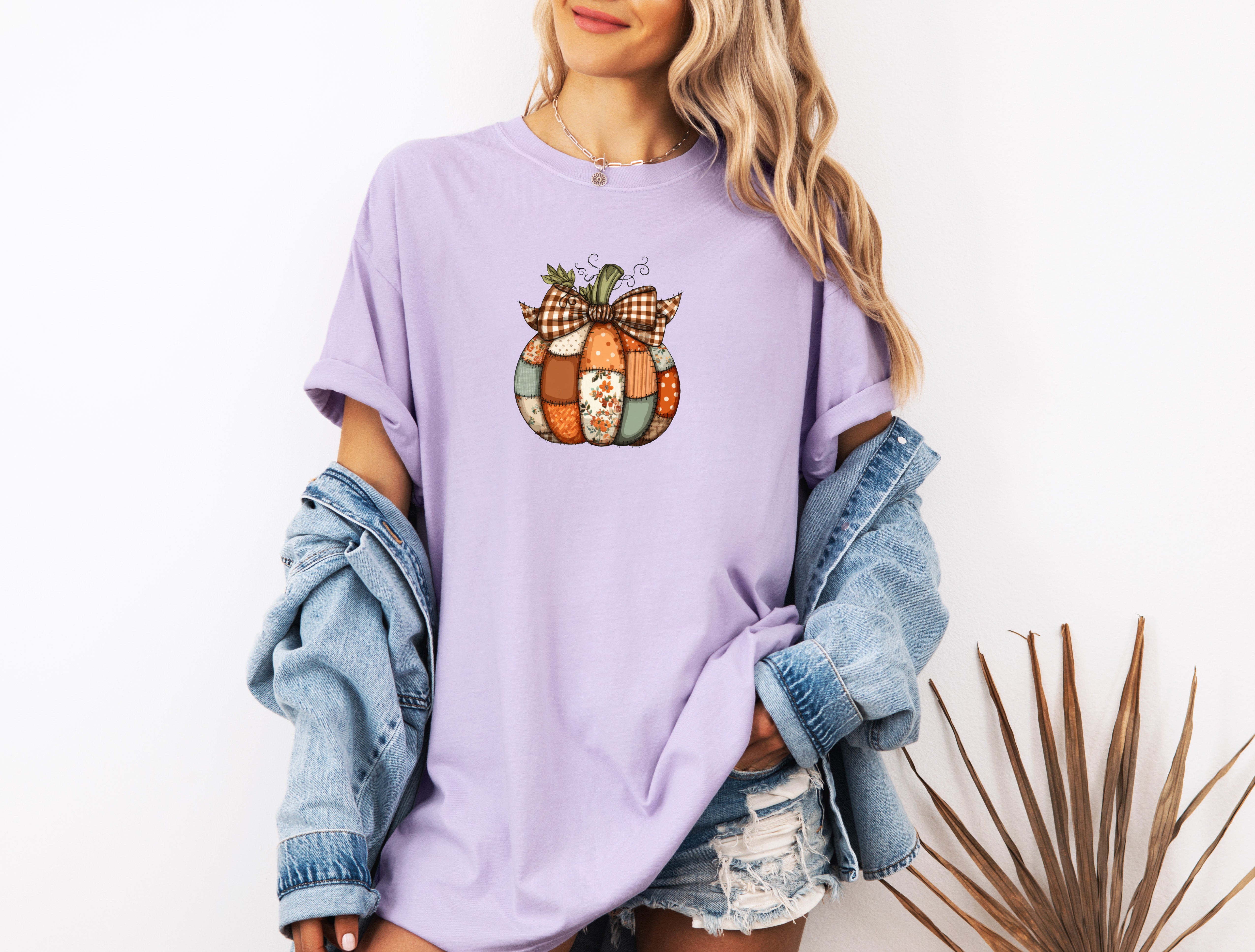 Pumpkin Tattered Fall Thanksgiving day Christmas Autumn Comfort Colors Garment Dyed T Shirt