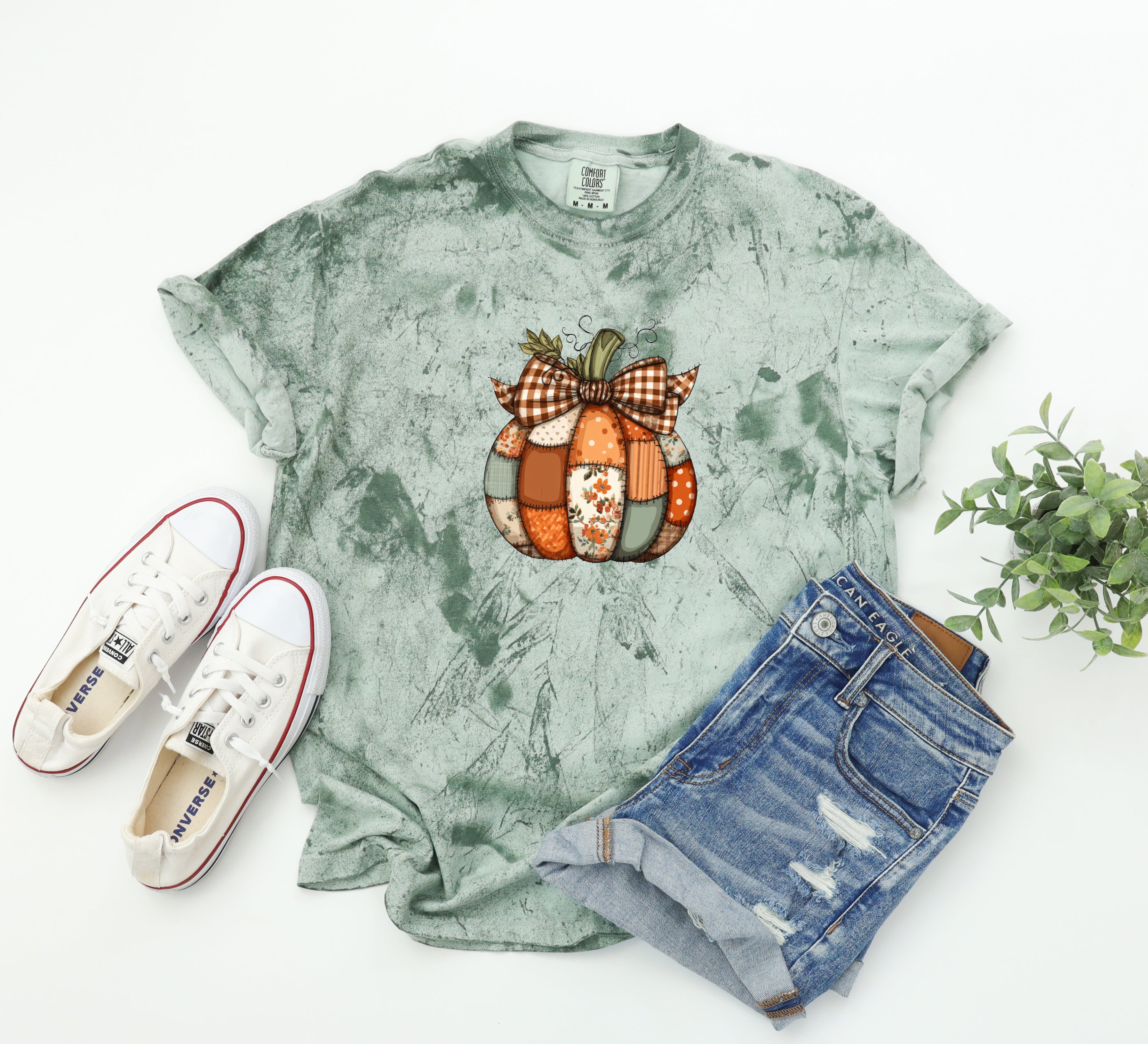 Pumpkin Tattered Fall Thanksgiving day Christmas Autumn Comfort Colors Garment Dyed T Shirt