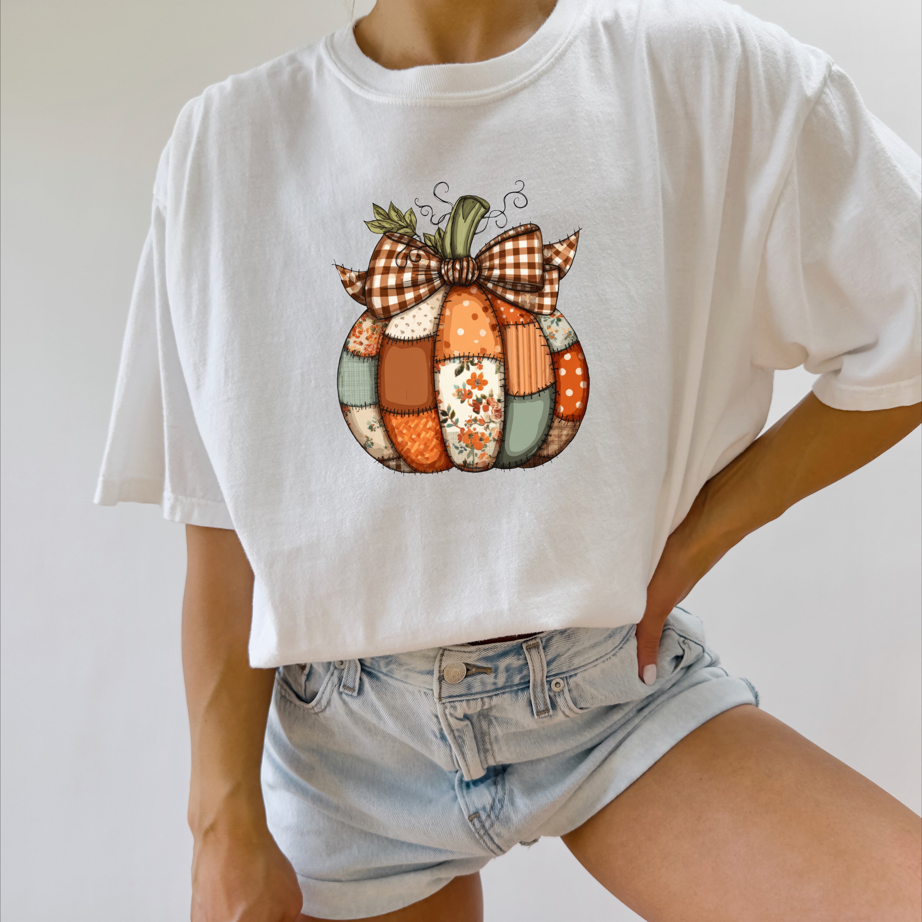 Pumpkin Tattered Fall Thanksgiving day Christmas Autumn Comfort Colors Garment Dyed T Shirt