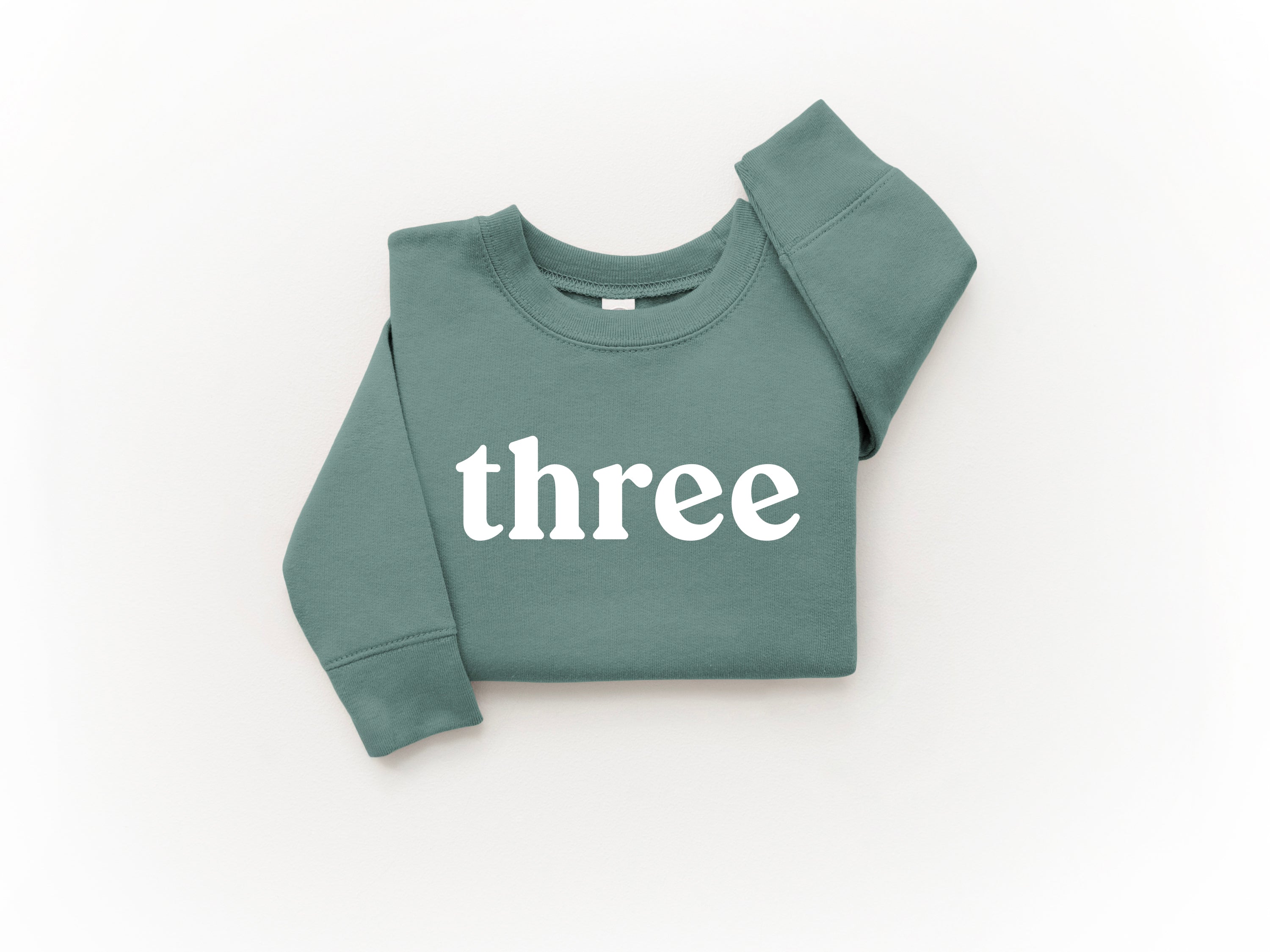 Three Toddler Kids Birthday Sweatshirt (Serif)