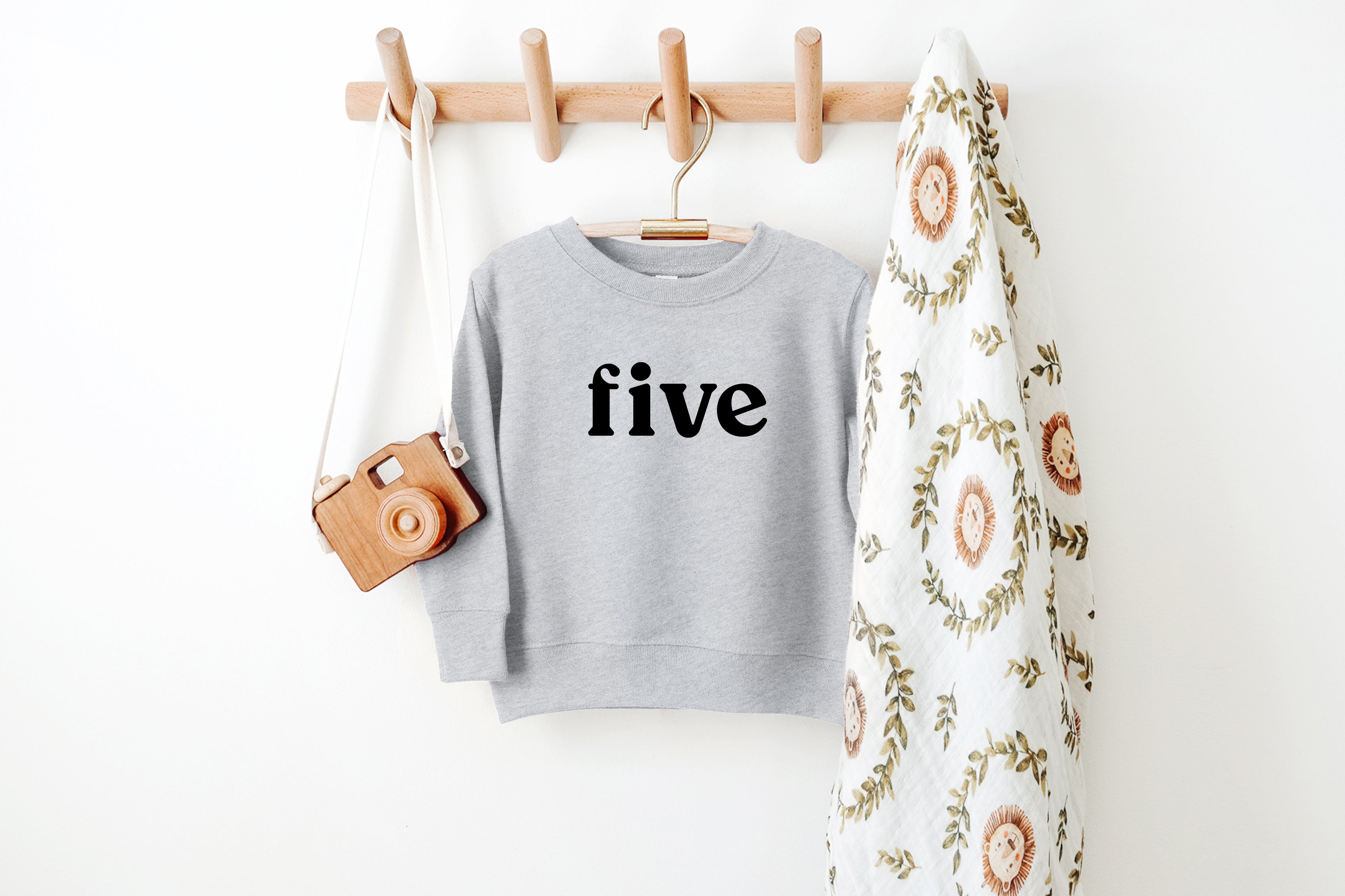 Five Toddler Kids Birthday Sweatshirt (Serif)