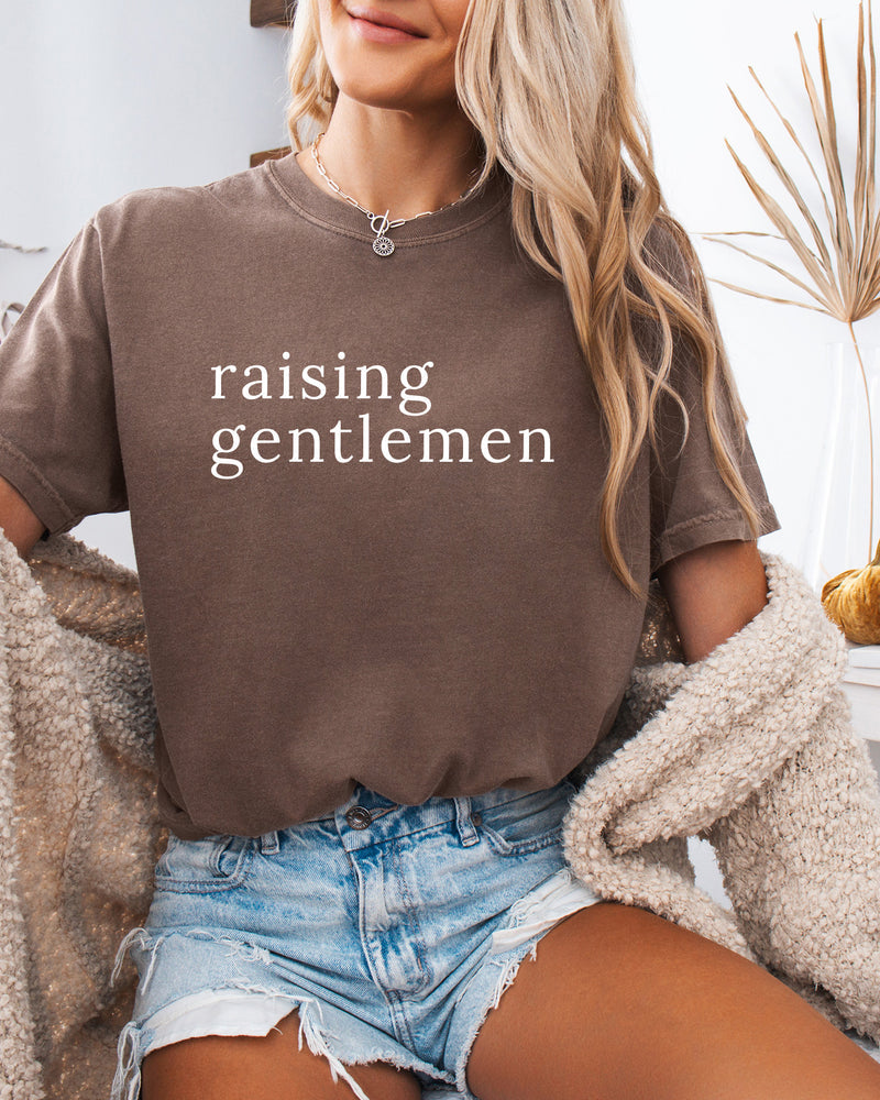 Raising Gentlemen Boy mom Garment Dyed T Shirt (serif)