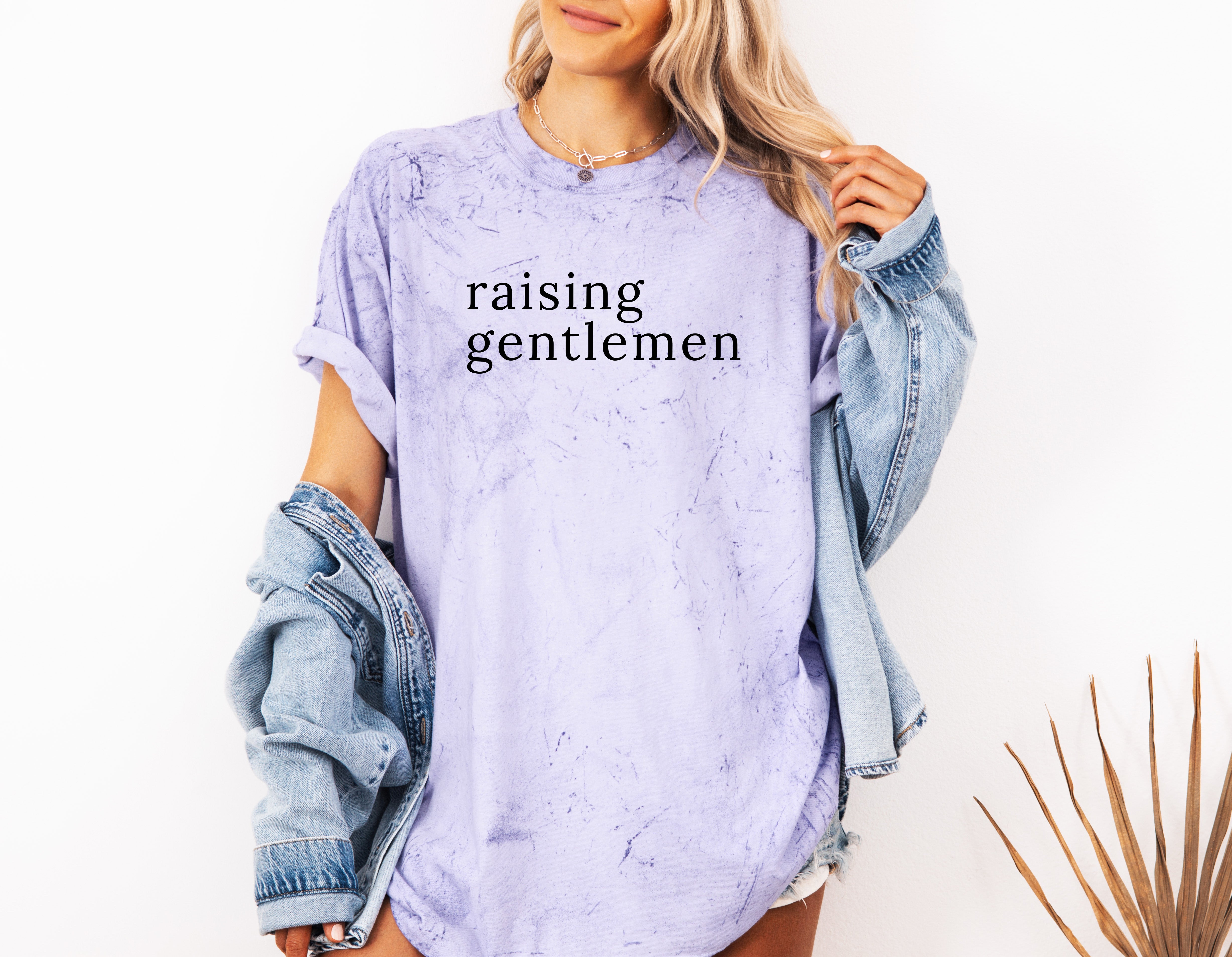Raising Gentlemen Boy mom Garment Dyed T Shirt (serif)