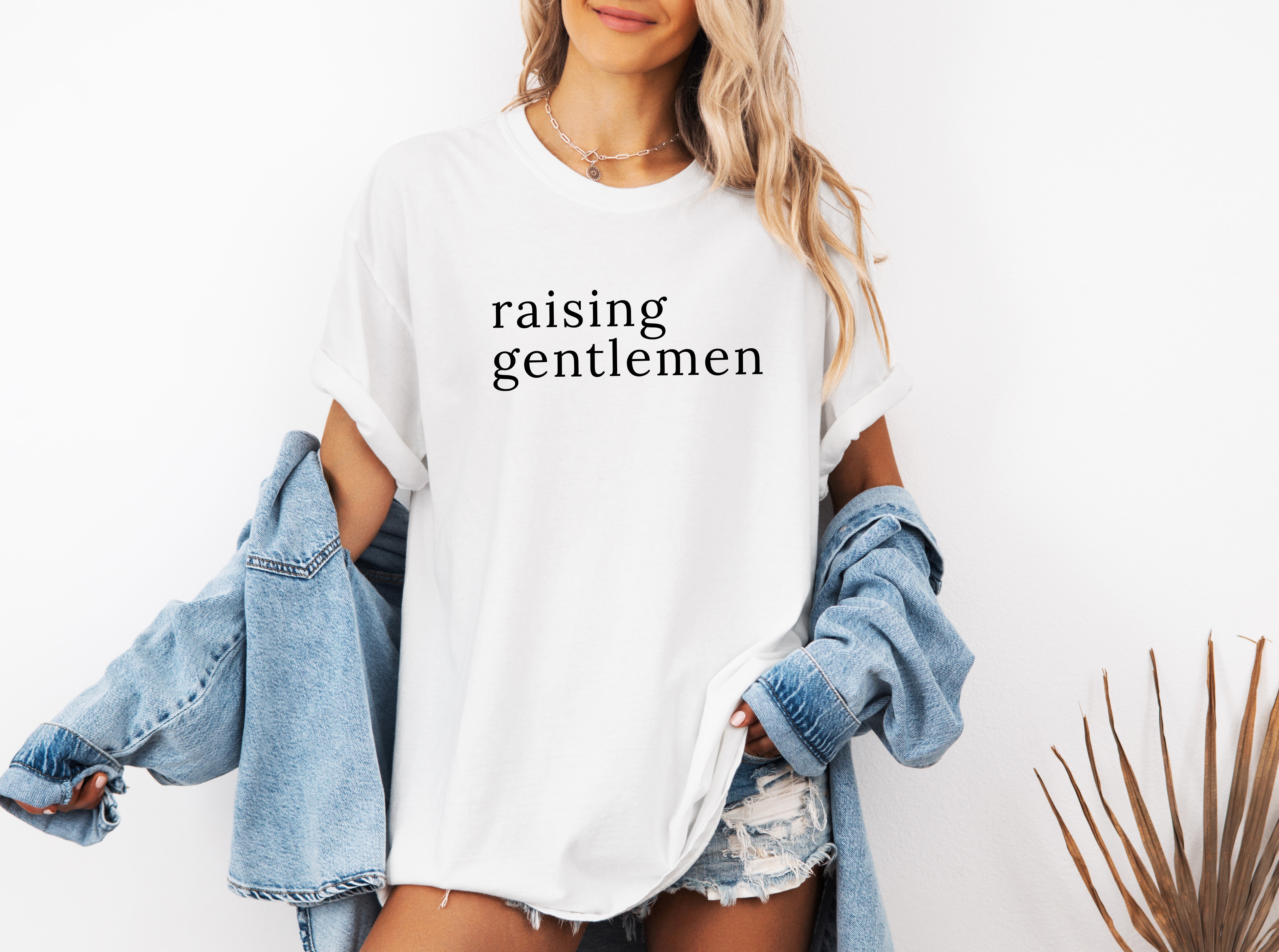 Raising Gentlemen Boy mom Garment Dyed T Shirt (serif)