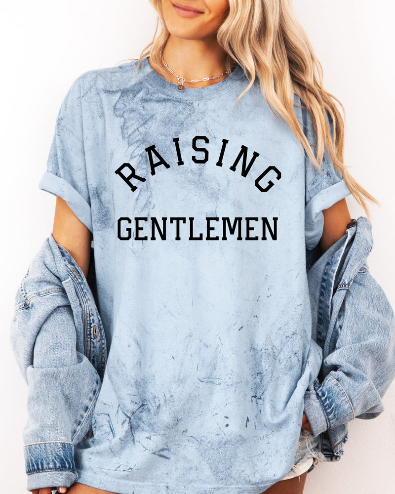 Raising Gentlemen Boy mom Garment Dyed T Shirt (varsity)