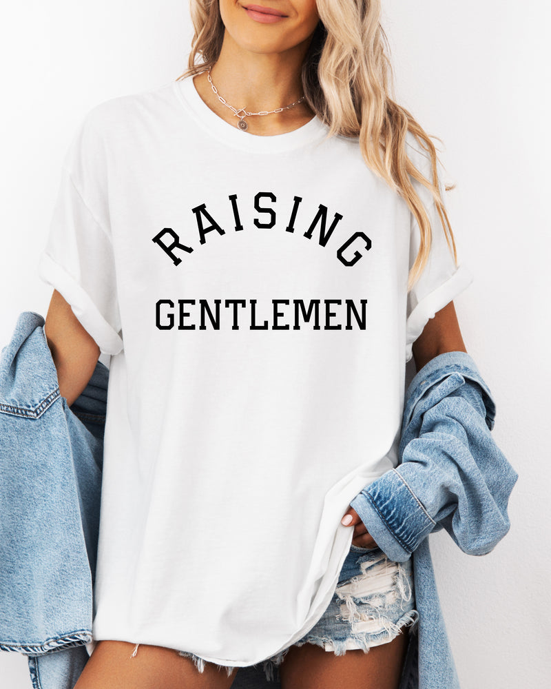 Raising Gentlemen Boy mom Garment Dyed T Shirt (varsity)