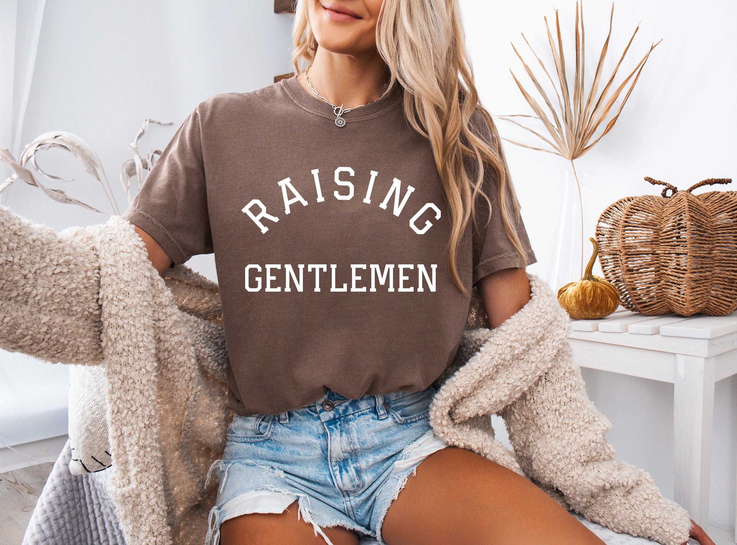 Raising Gentlemen Boy mom Garment Dyed T Shirt (varsity)