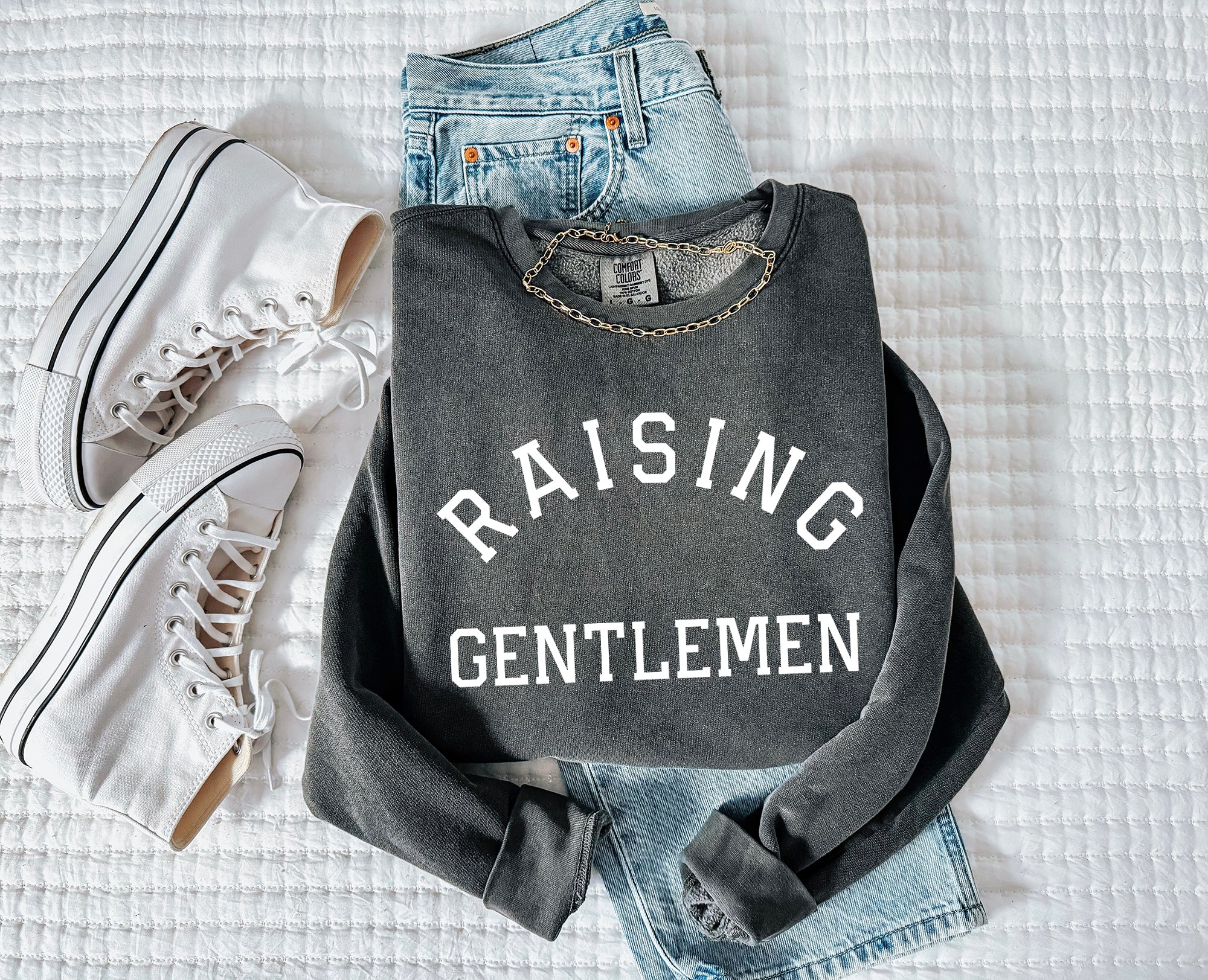 Raising Gentlemen For Boy Moms Garment Dyed Comfort Colors Sweatshirt