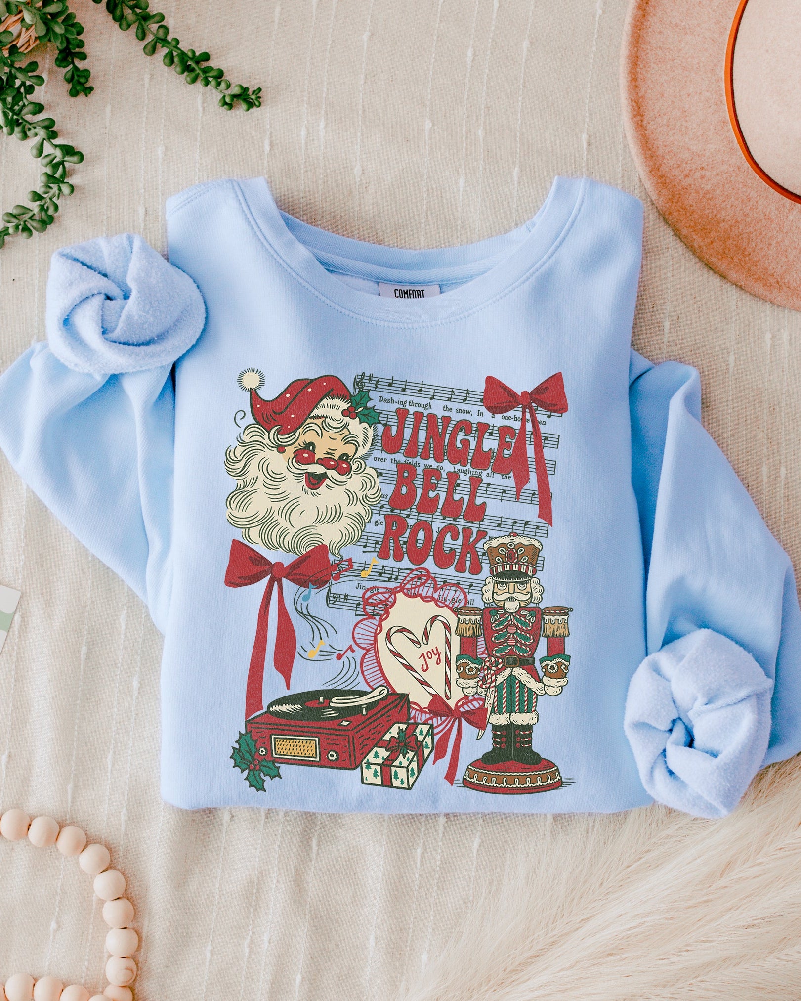 Santa & Nutcracker Merry Christmas Holiday Inspirational Garment Dyed Comfort Colors Sweatshirt