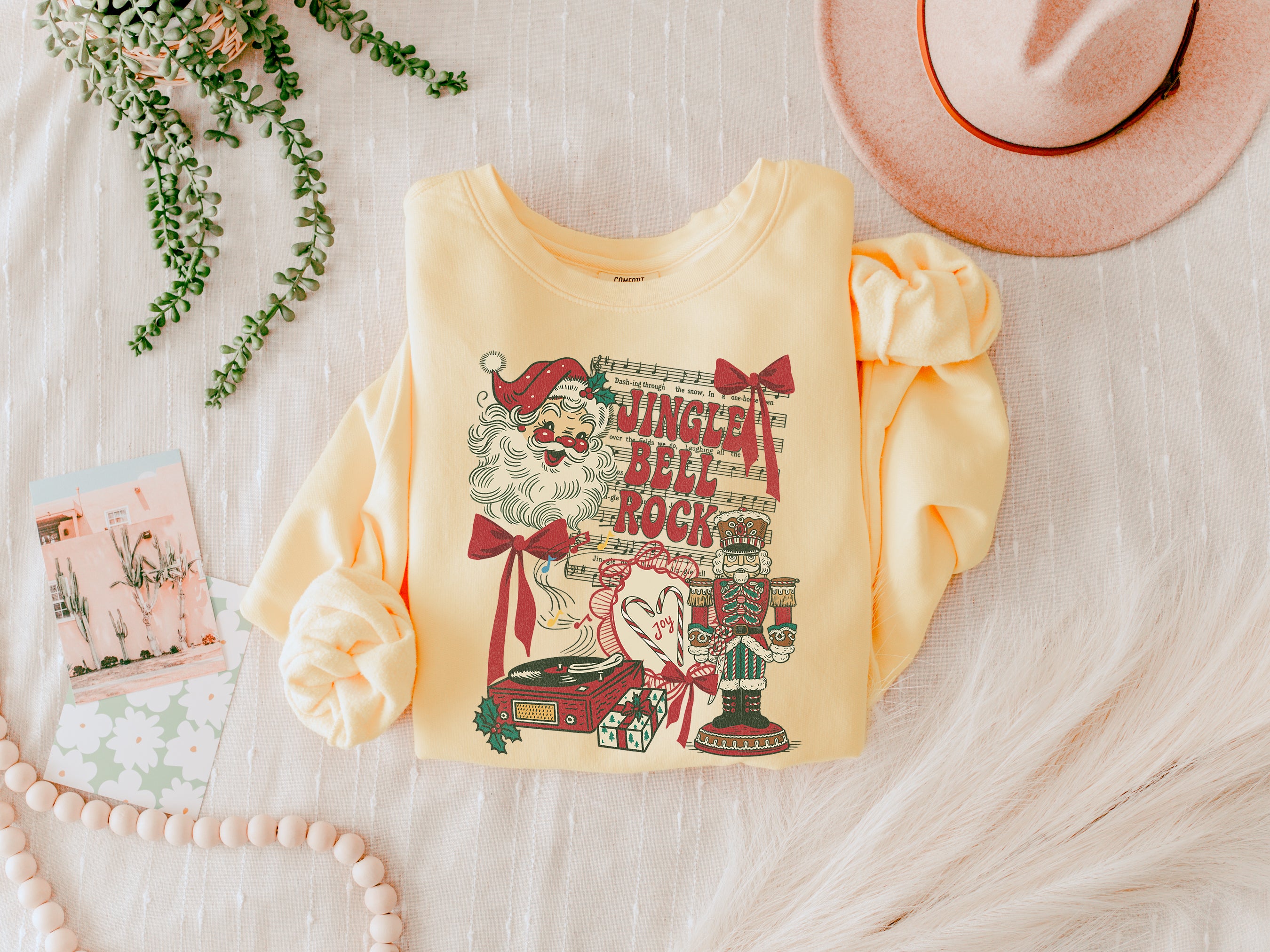 Santa & Nutcracker Merry Christmas Holiday Inspirational Garment Dyed Comfort Colors Sweatshirt