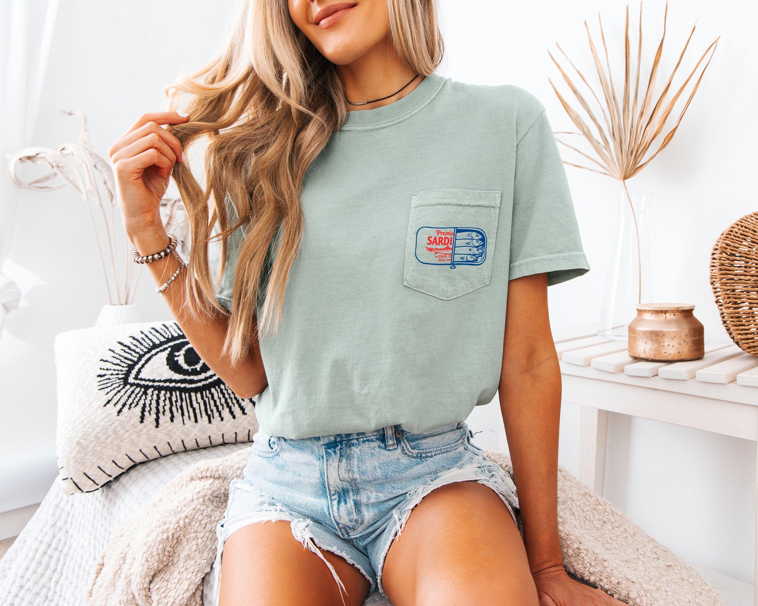 Sardines Salmon Fish Vacation Lake Beach Nature Comfort Colors Pocket T Shirt | Camping, Hiking, Plant