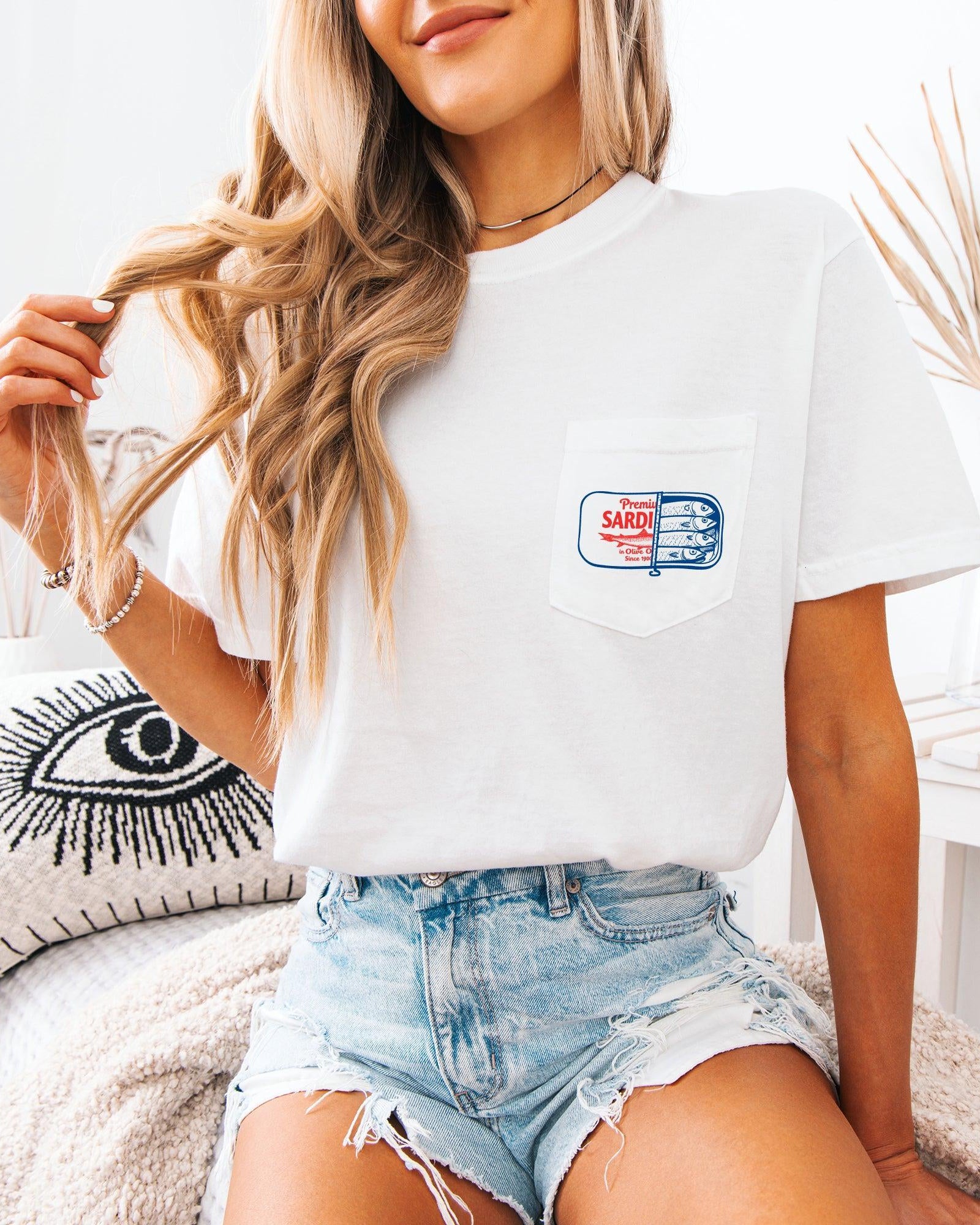 Sardines Salmon Fish Vacation Lake Beach Nature Comfort Colors Pocket T Shirt | Camping, Hiking, Plant